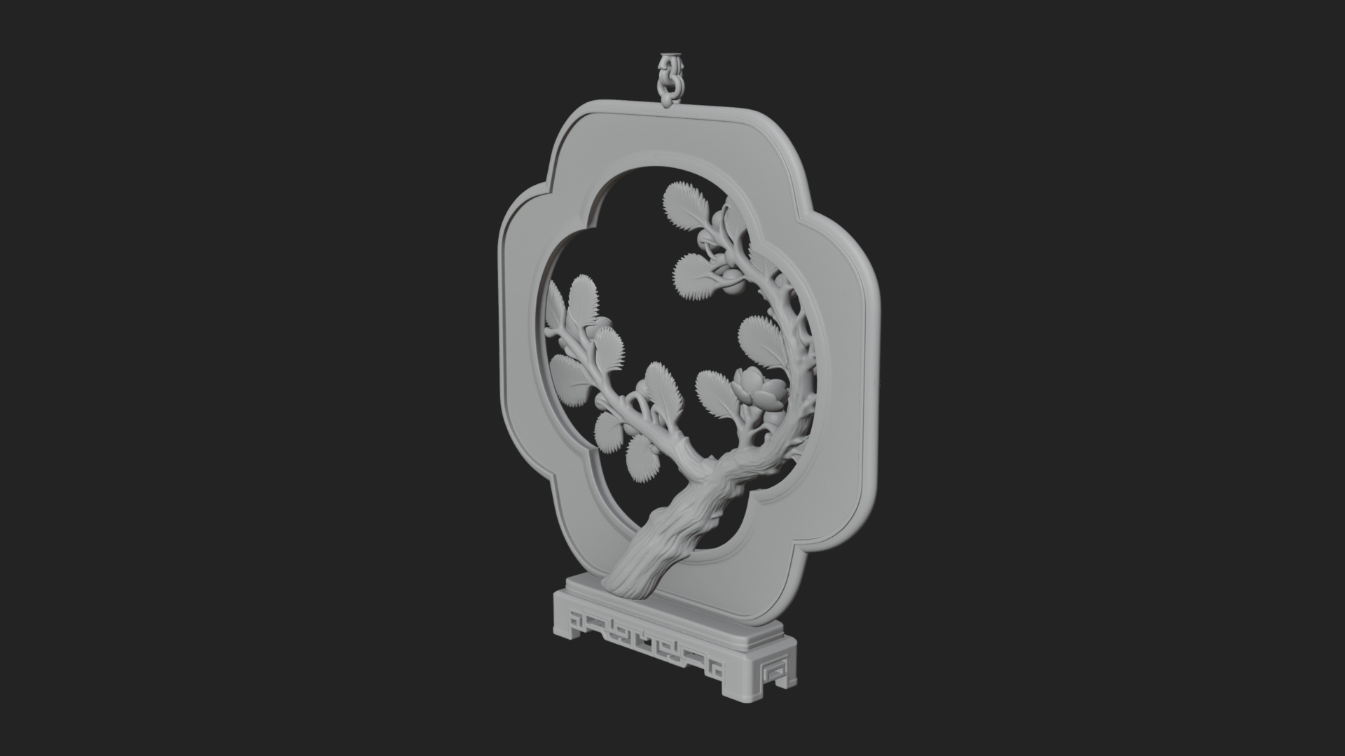 Berry Branch Ring Ornament Design 2 3D Print Model 3D Model