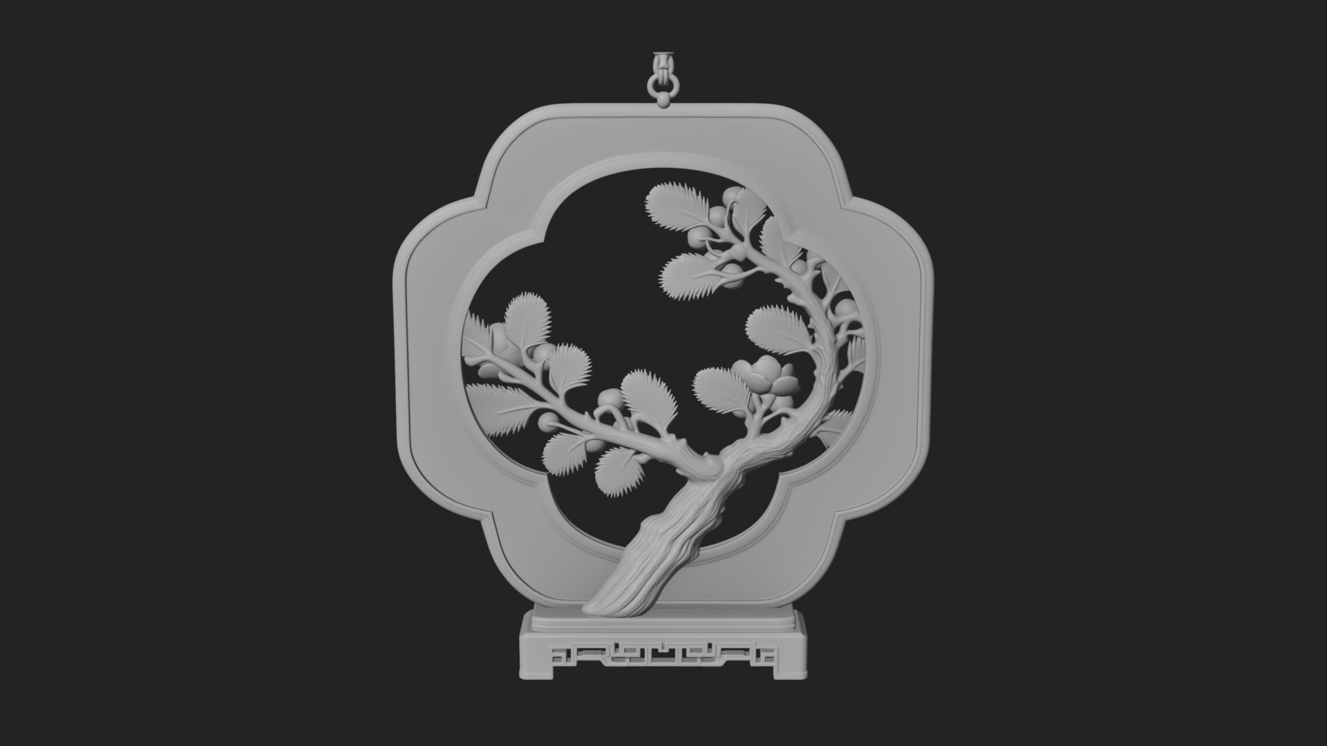 Berry Branch Ring Ornament Design 2 3D Print Model 3D Model