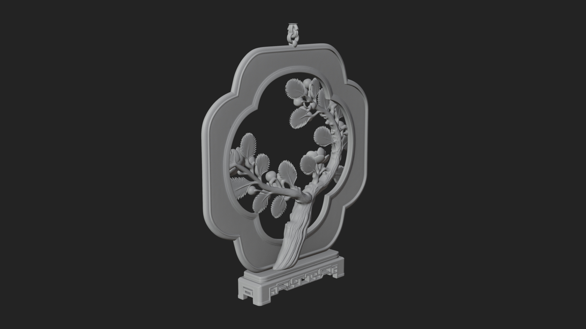Berry Branch Ring Ornament Design 2 3D Print Model 3D Model