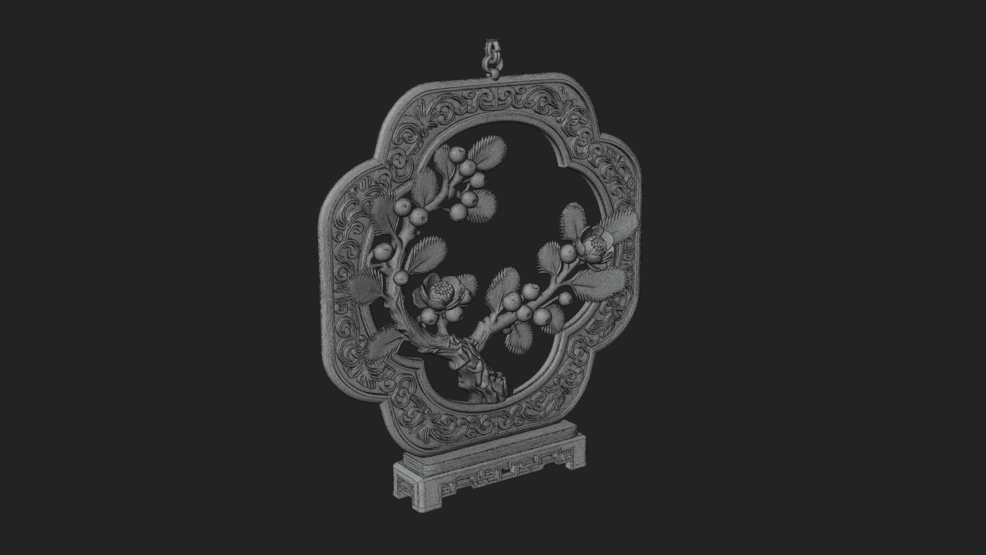 Berry Branch Ring Ornament Design 2 3D Print Model 3D Model