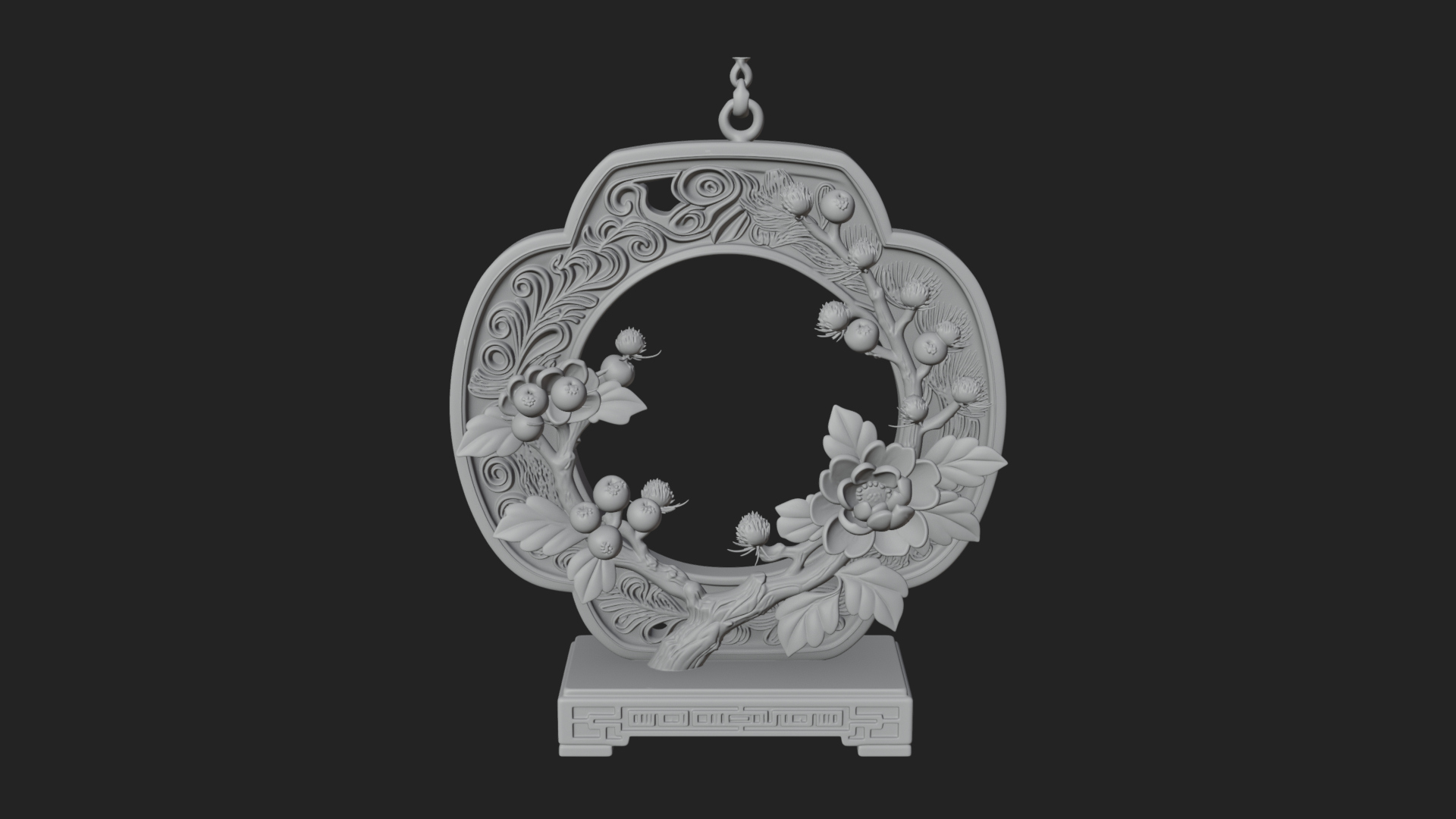 Berry Branch Ring Ornament Design 3 3D Print Model 3D Model