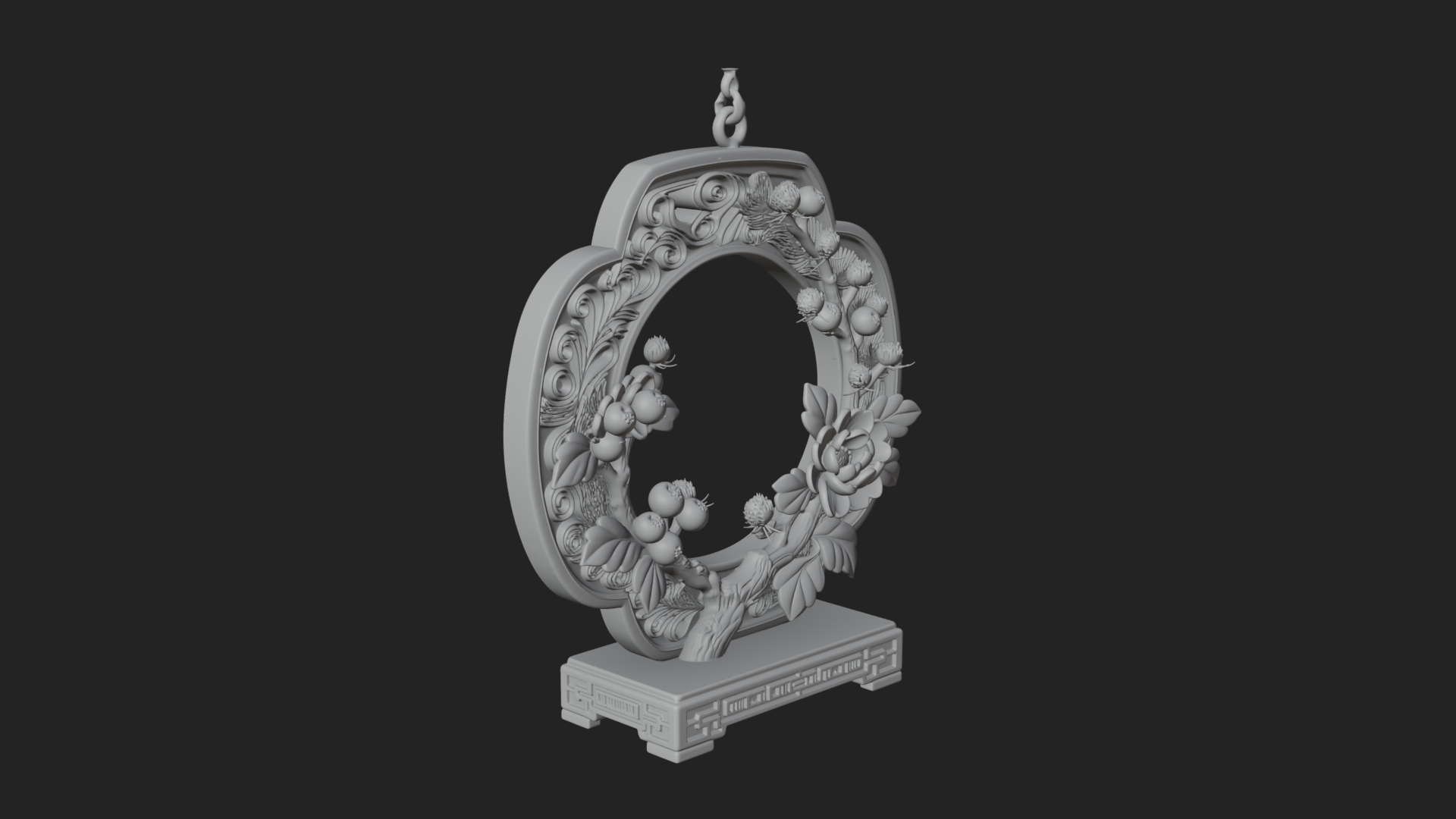 Berry Branch Ring Ornament Design 3 3D Print Model 3D Model