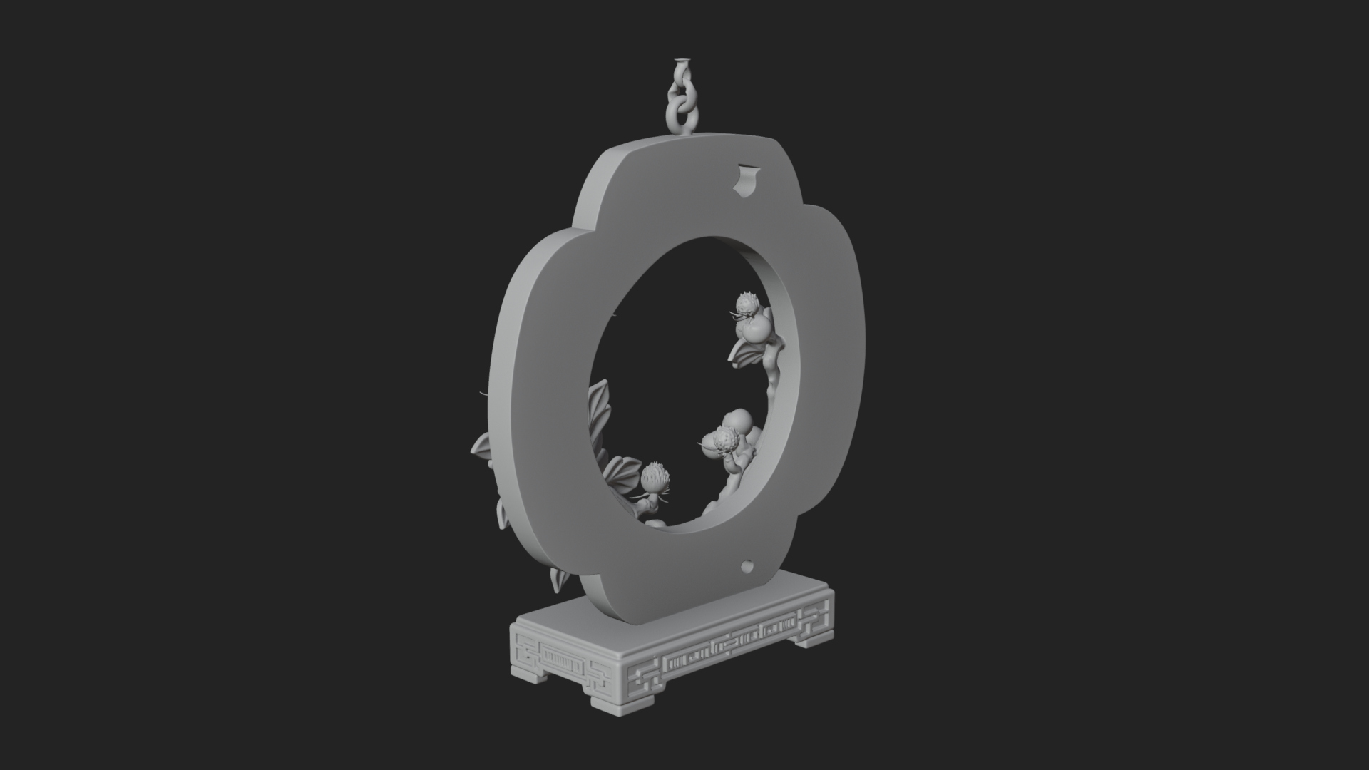 Berry Branch Ring Ornament Design 3 3D Print Model 3D Model