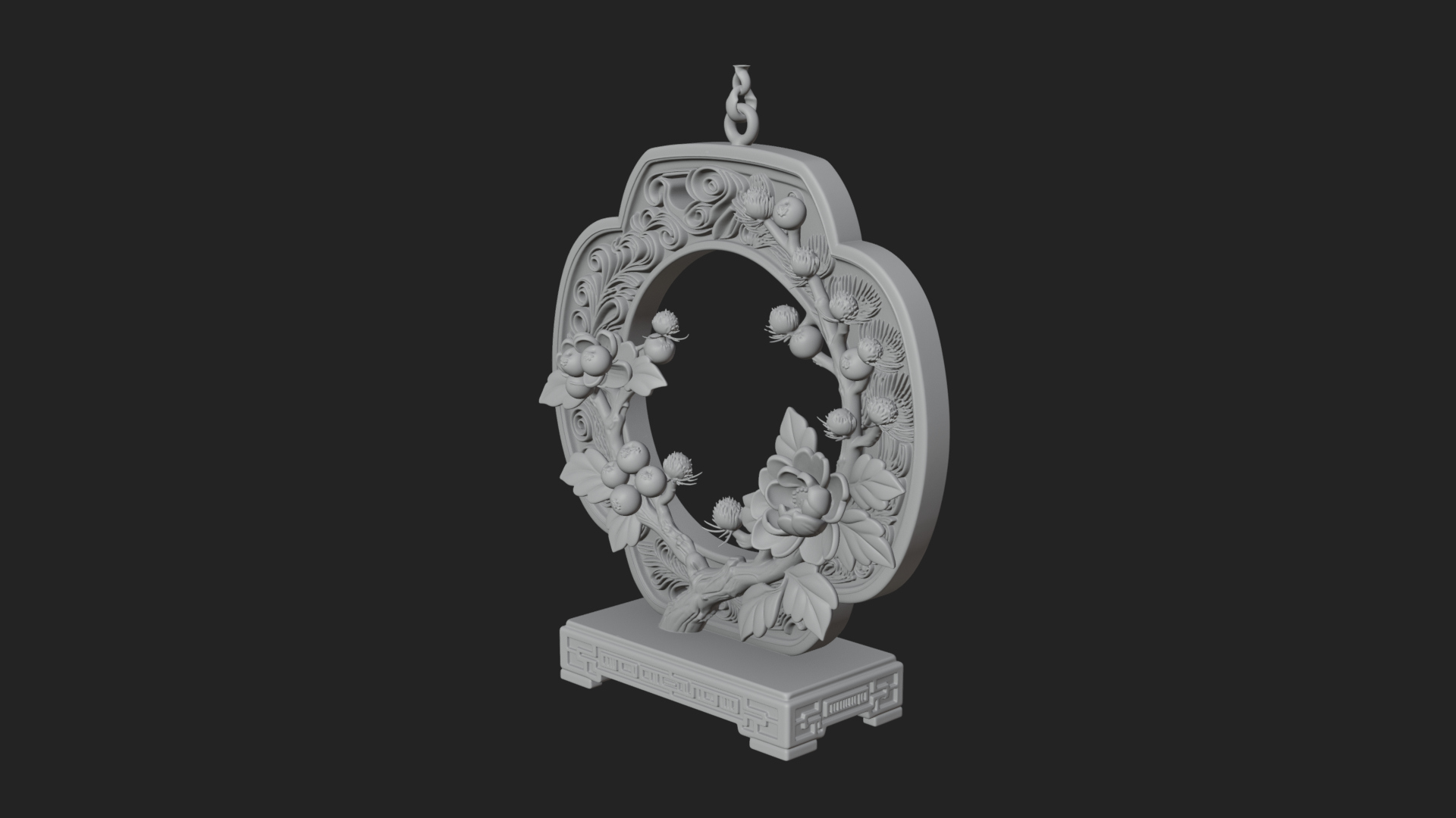 Berry Branch Ring Ornament Design 3 3D Print Model 3D Model