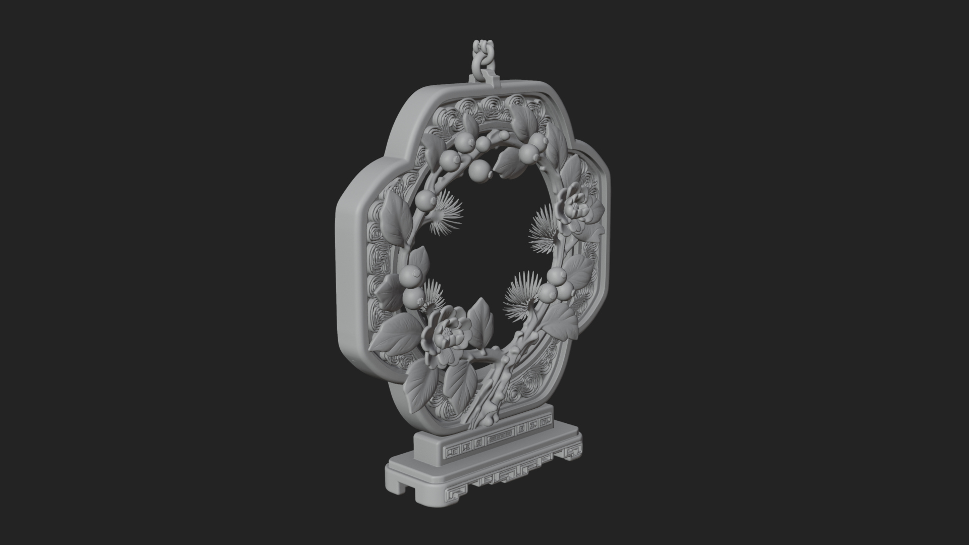 Berry Branch Ring Ornament Design 4 3D Print Model 3D Model