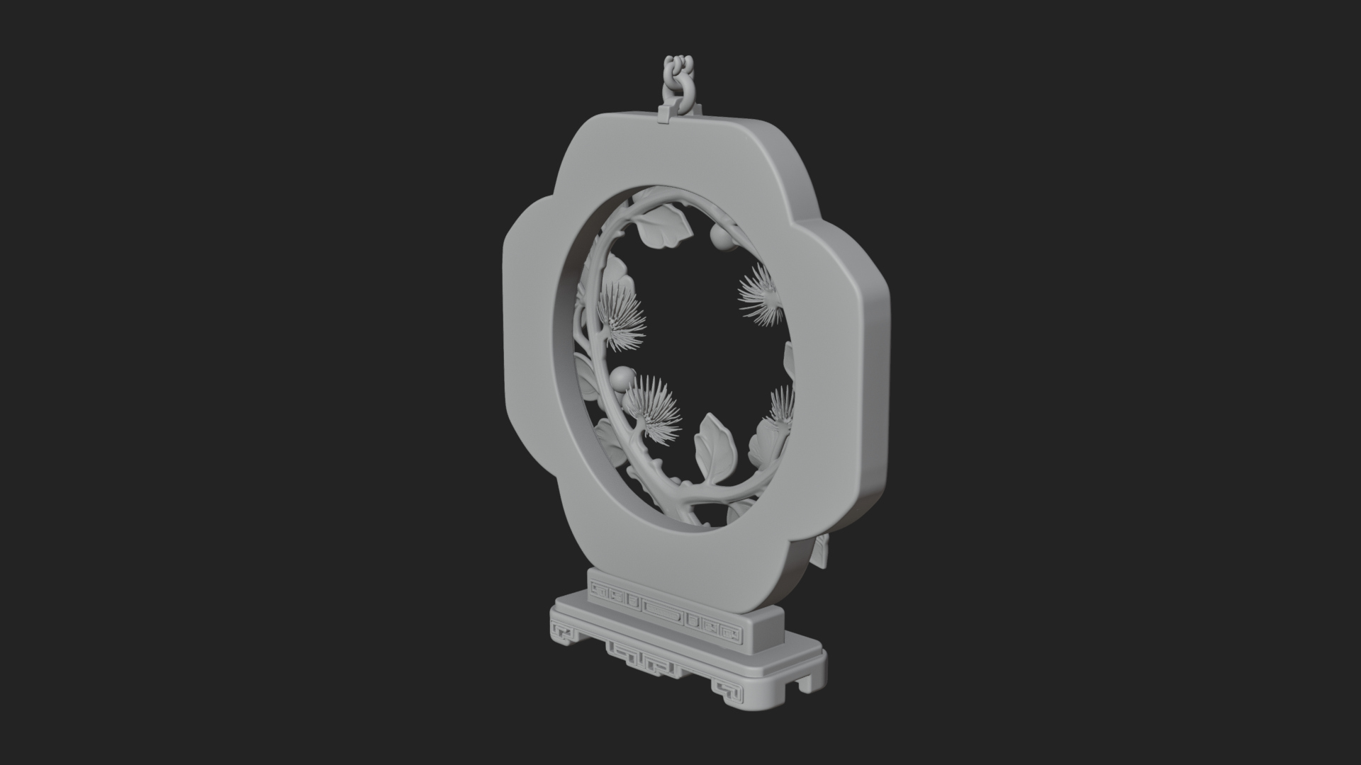 Berry Branch Ring Ornament Design 4 3D Print Model 3D Model