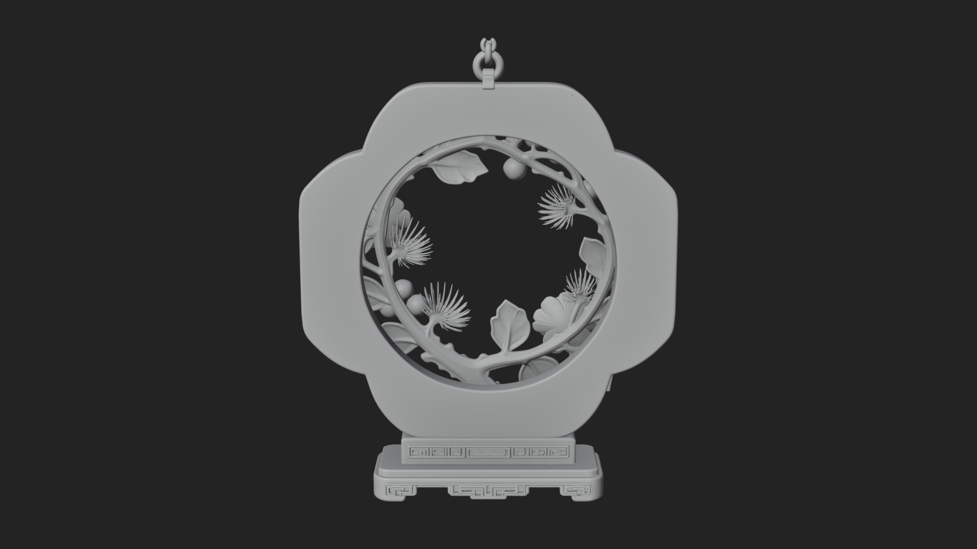 Berry Branch Ring Ornament Design 4 3D Print Model 3D Model