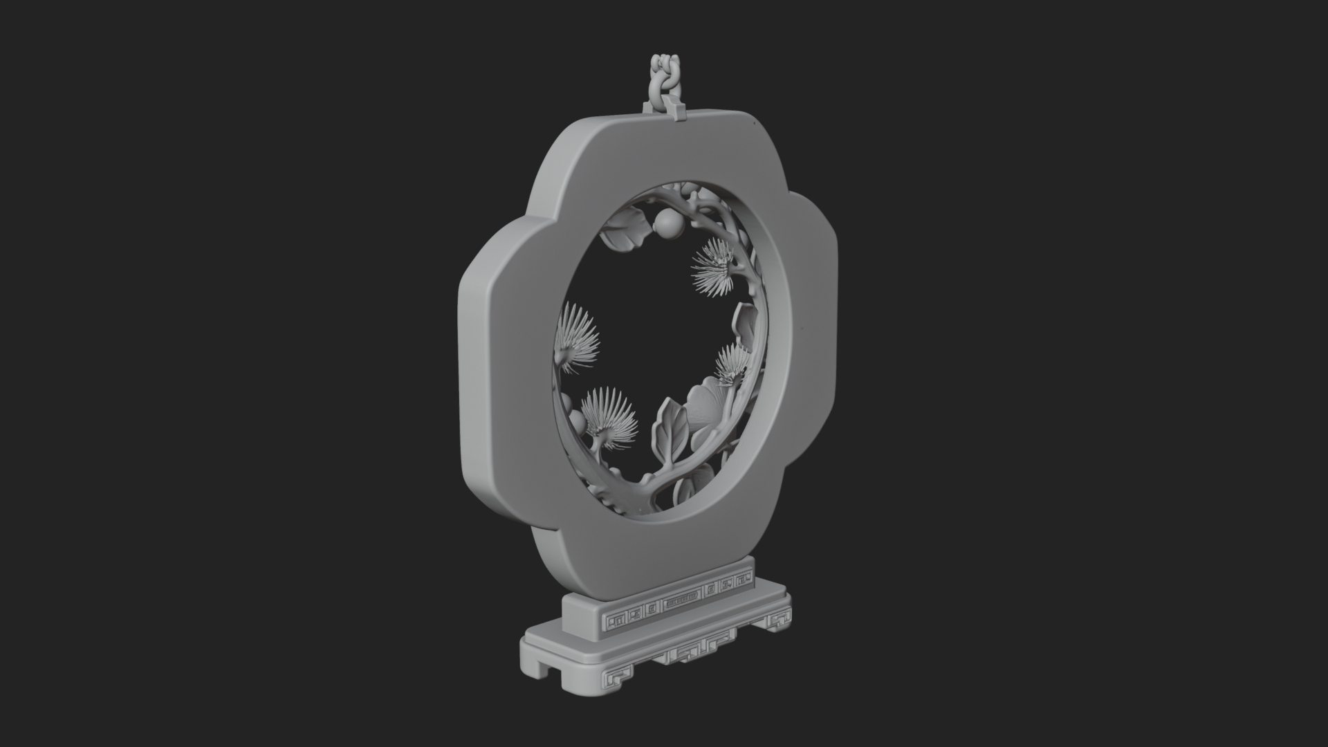 Berry Branch Ring Ornament Design 4 3D Print Model 3D Model