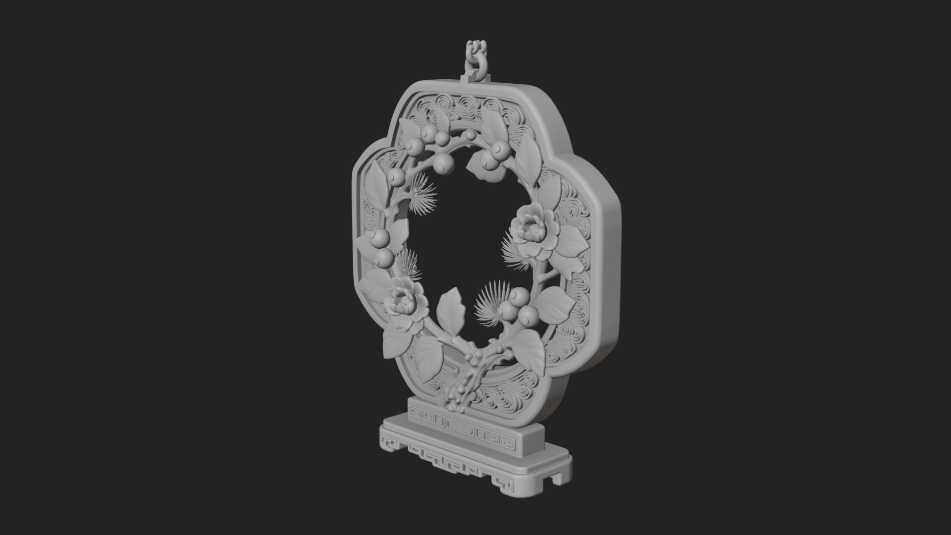 Berry Branch Ring Ornament Design 4 3D Print Model 3D Model