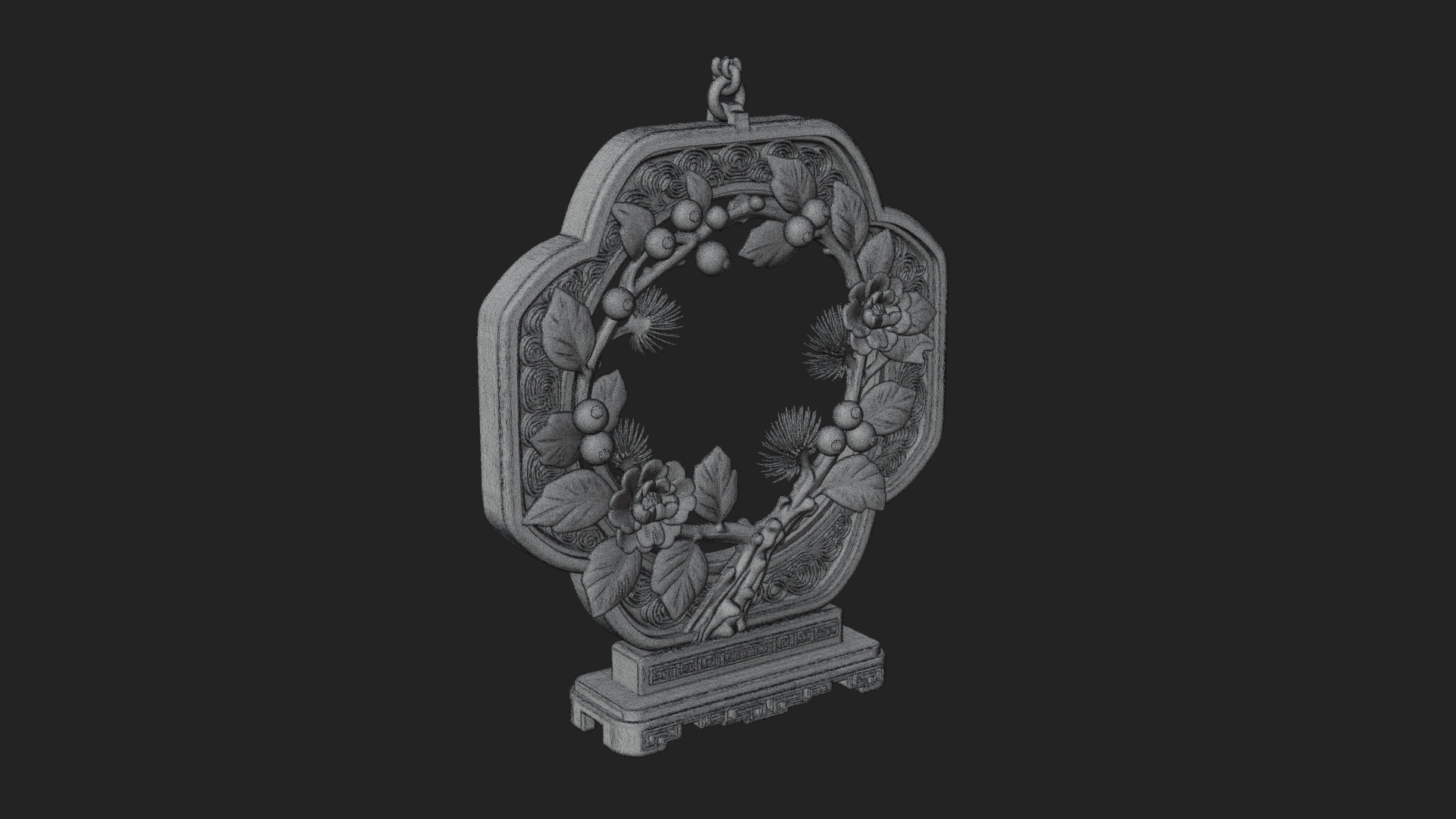 Berry Branch Ring Ornament Design 4 3D Print Model 3D Model