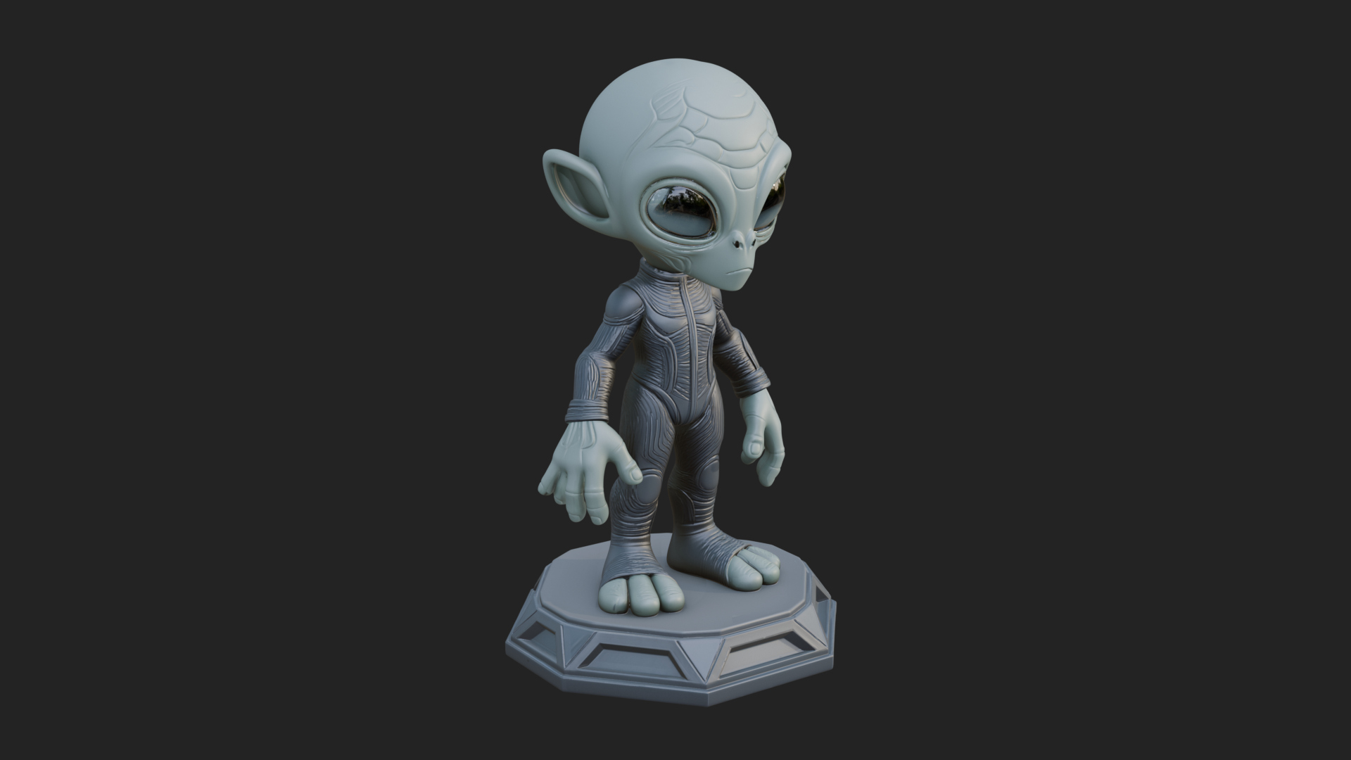 Big Head Alien Statue Design 1 3D Print Model 3D Model