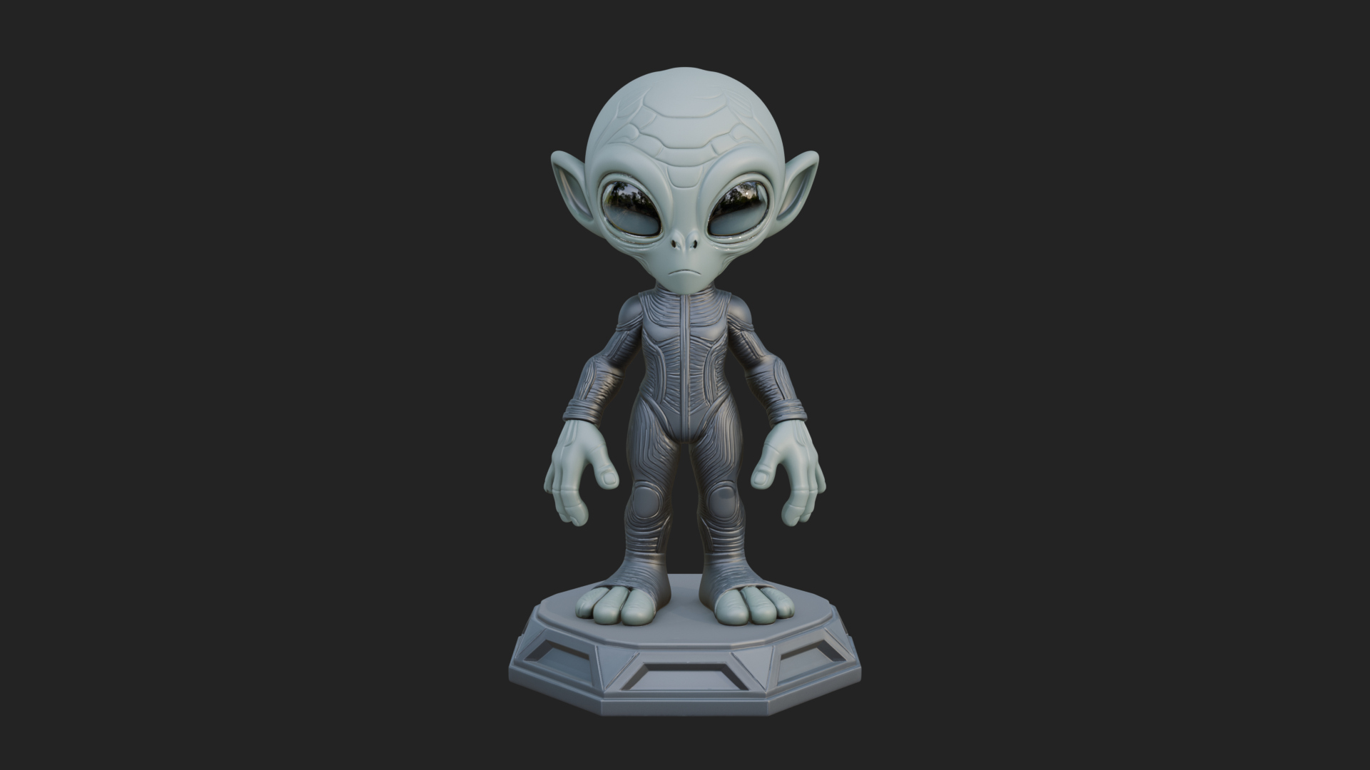 Big Head Alien Statue Design 1 3D Print Model 3D Model