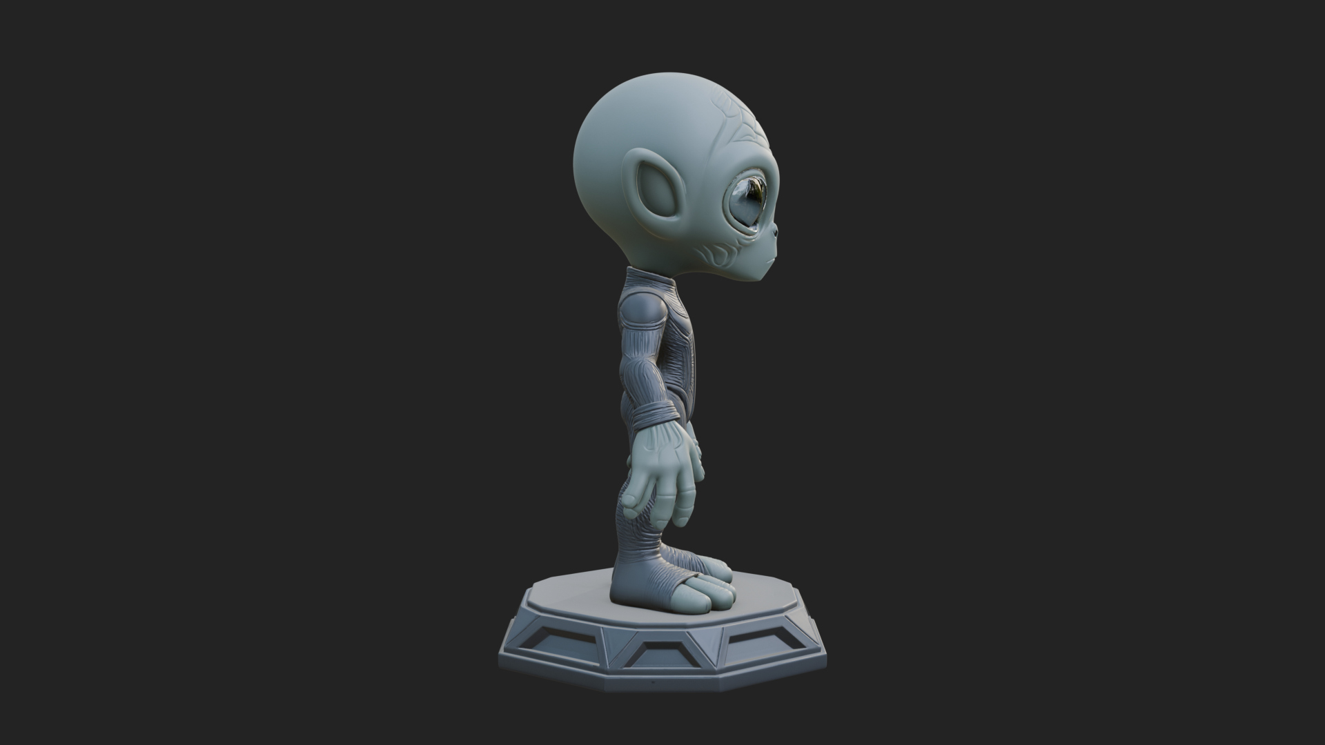 Big Head Alien Statue Design 1 3D Print Model 3D Model