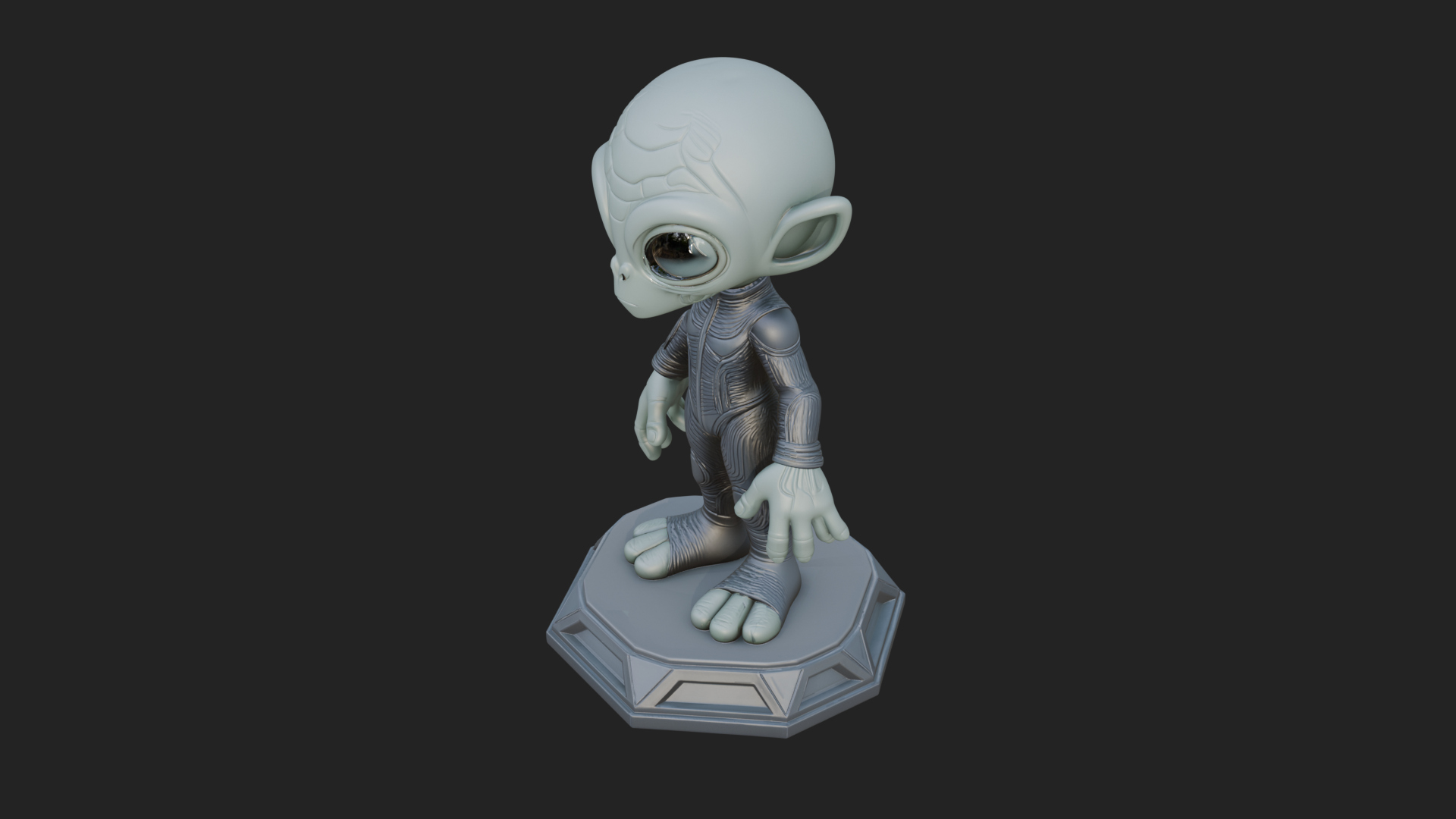 Big Head Alien Statue Design 1 3D Print Model 3D Model