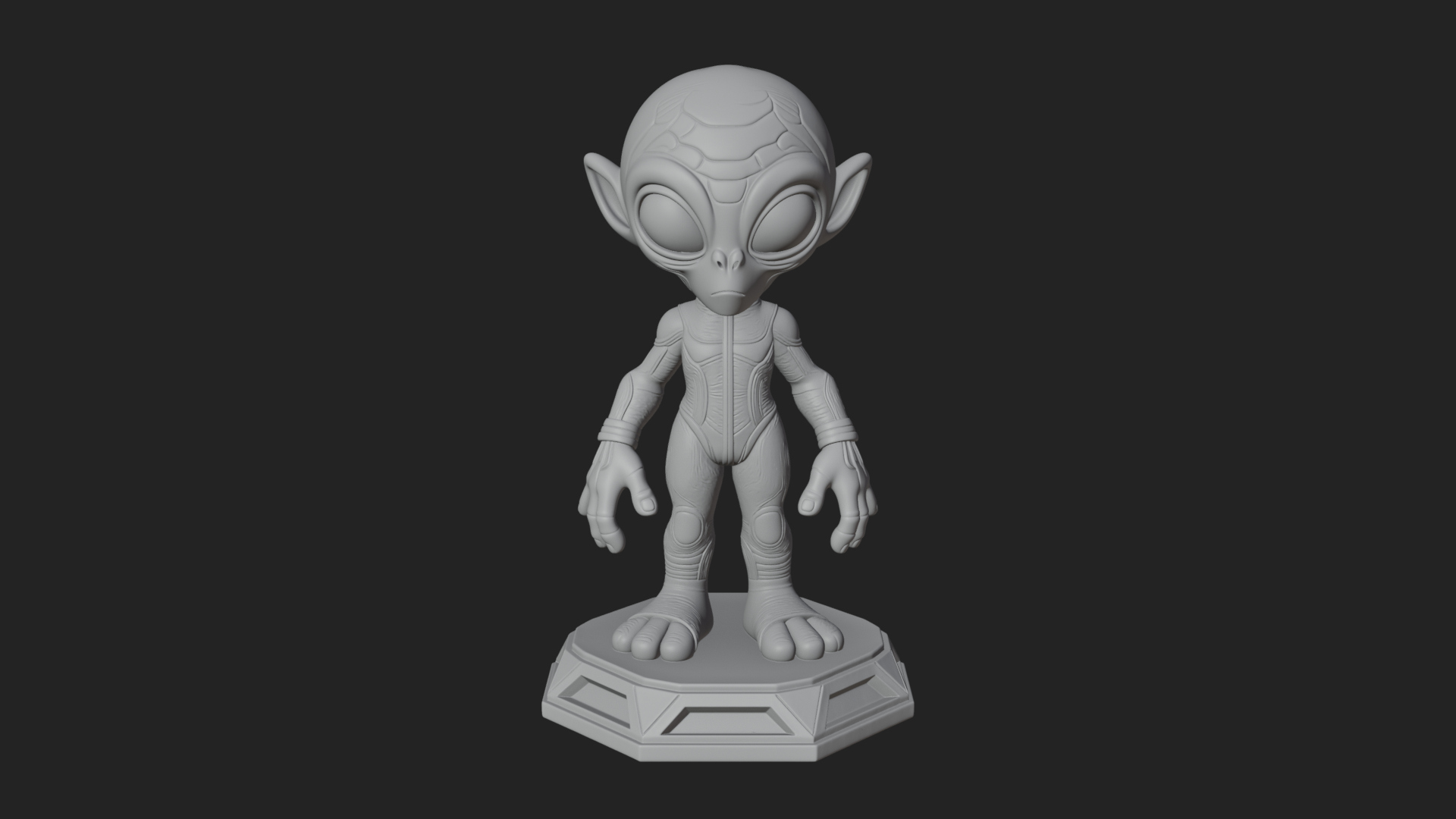 Big Head Alien Statue Design 1 3D Print Model 3D Model