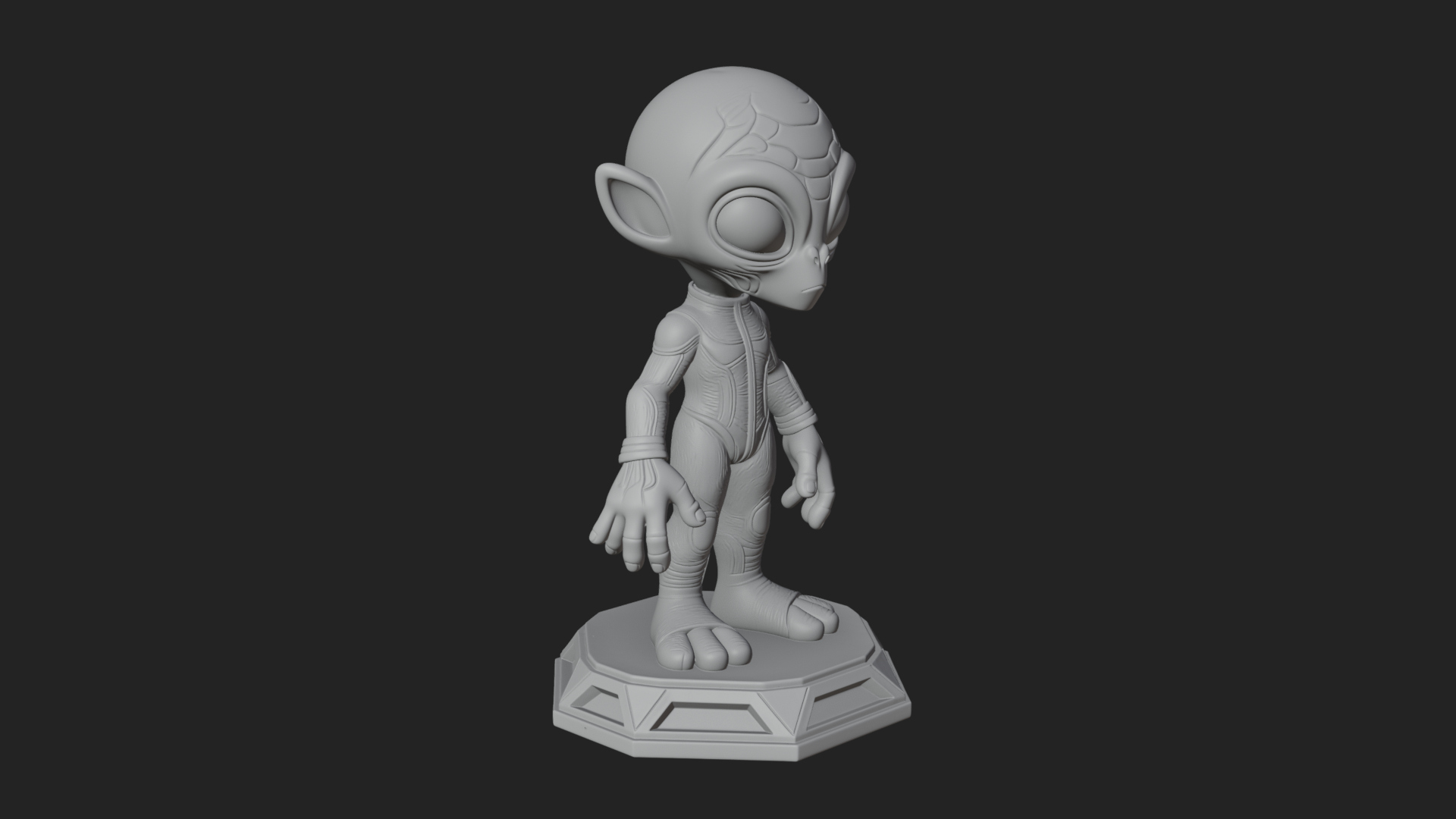 Big Head Alien Statue Design 1 3D Print Model 3D Model