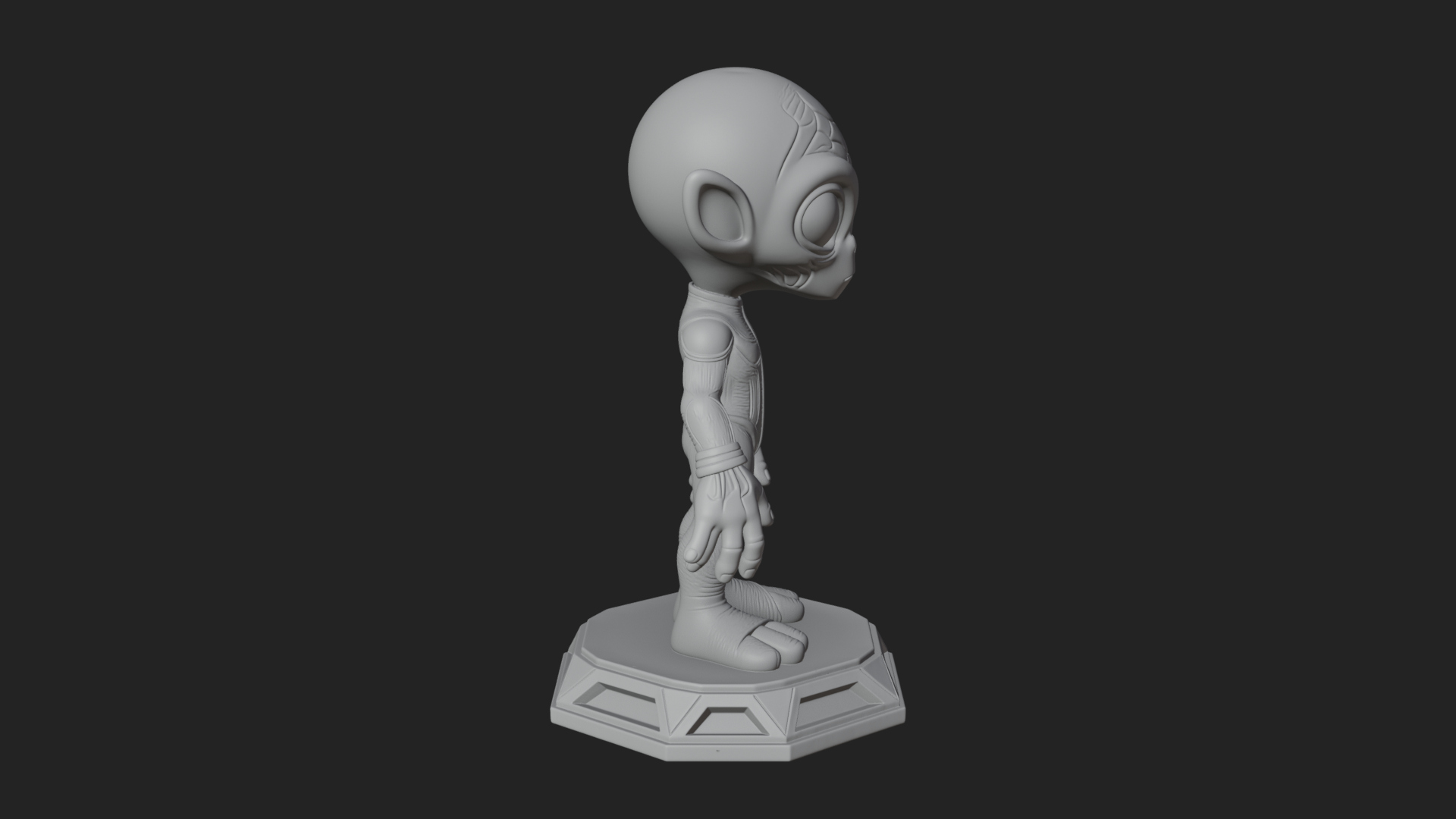 Big Head Alien Statue Design 1 3D Print Model 3D Model