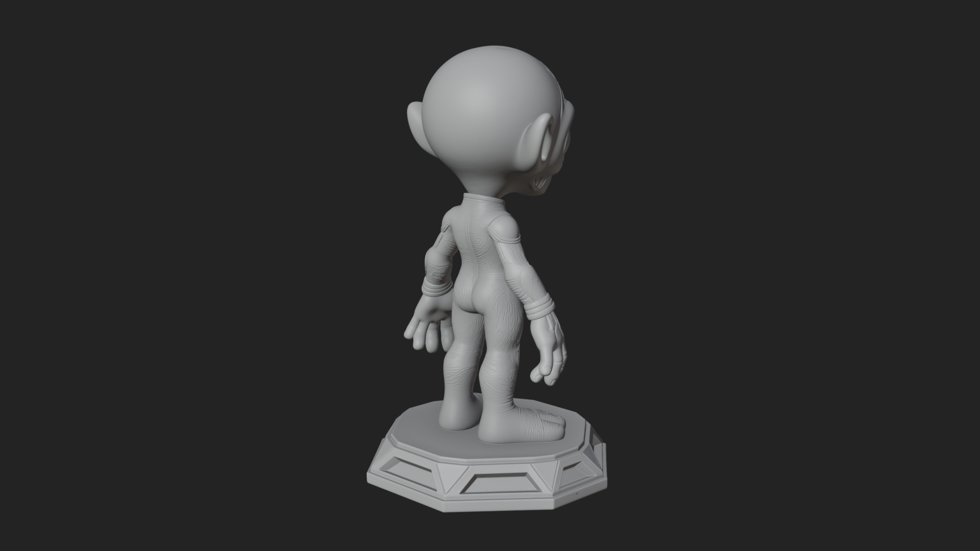 Big Head Alien Statue Design 1 3D Print Model 3D Model