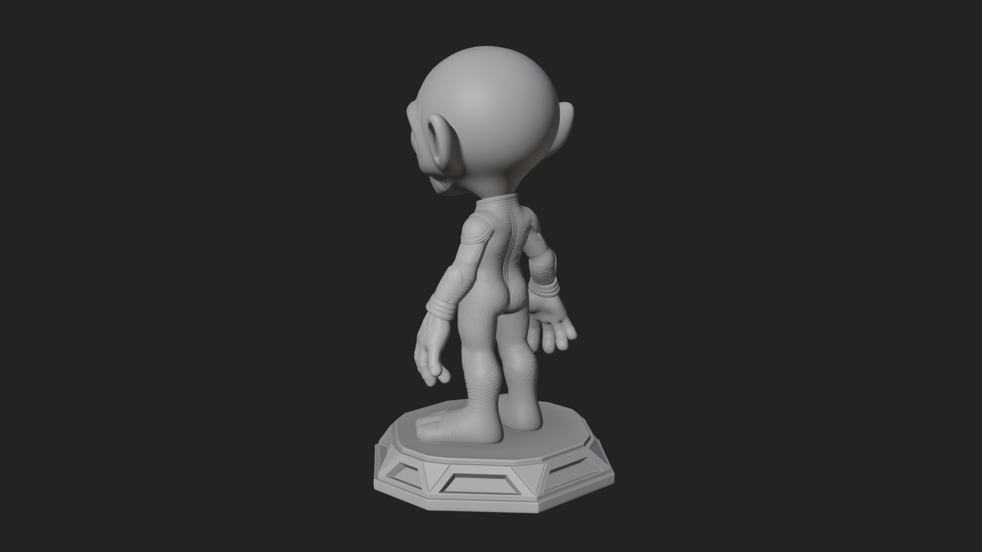 Big Head Alien Statue Design 1 3D Print Model 3D Model