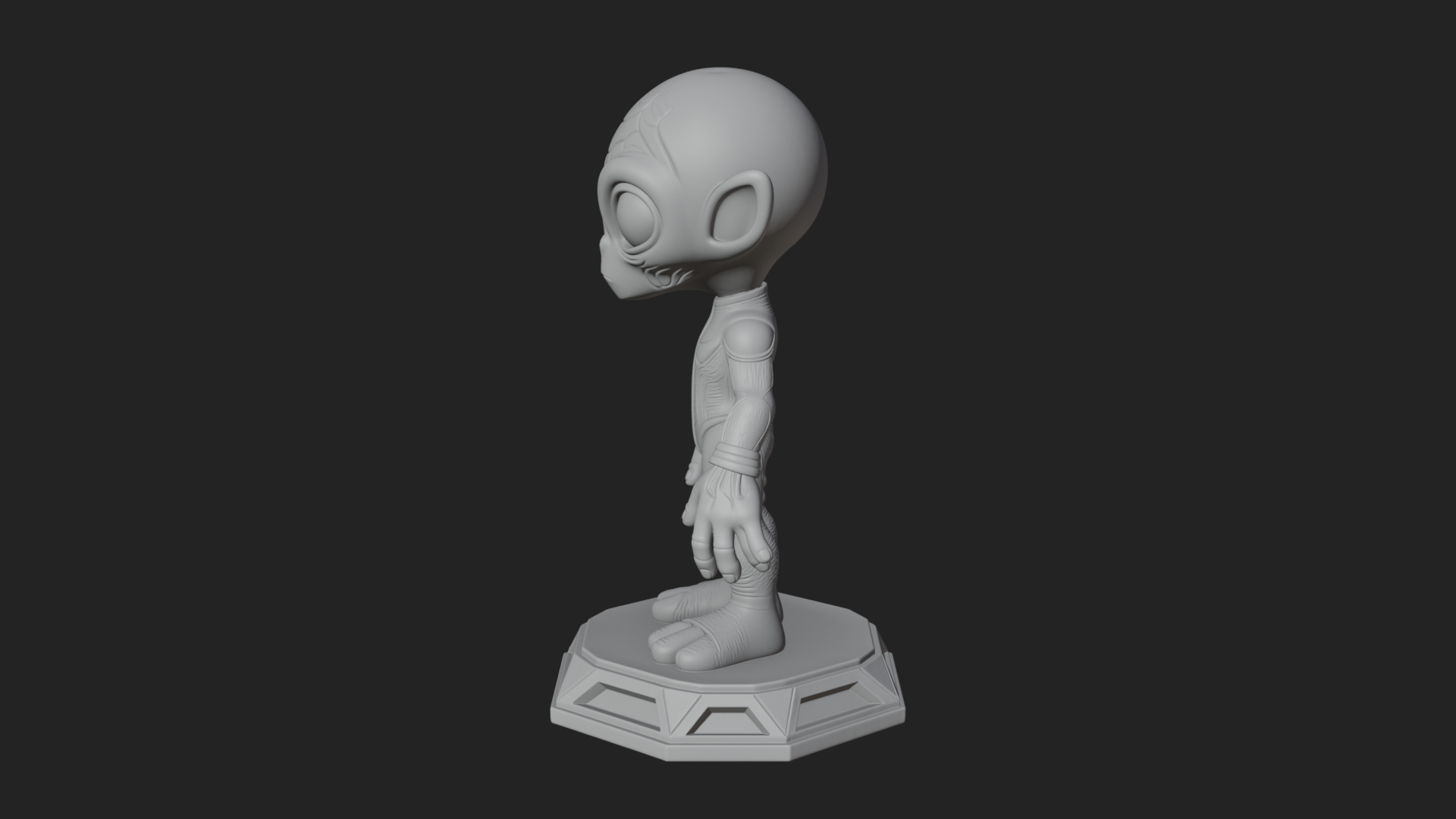 Big Head Alien Statue Design 1 3D Print Model 3D Model