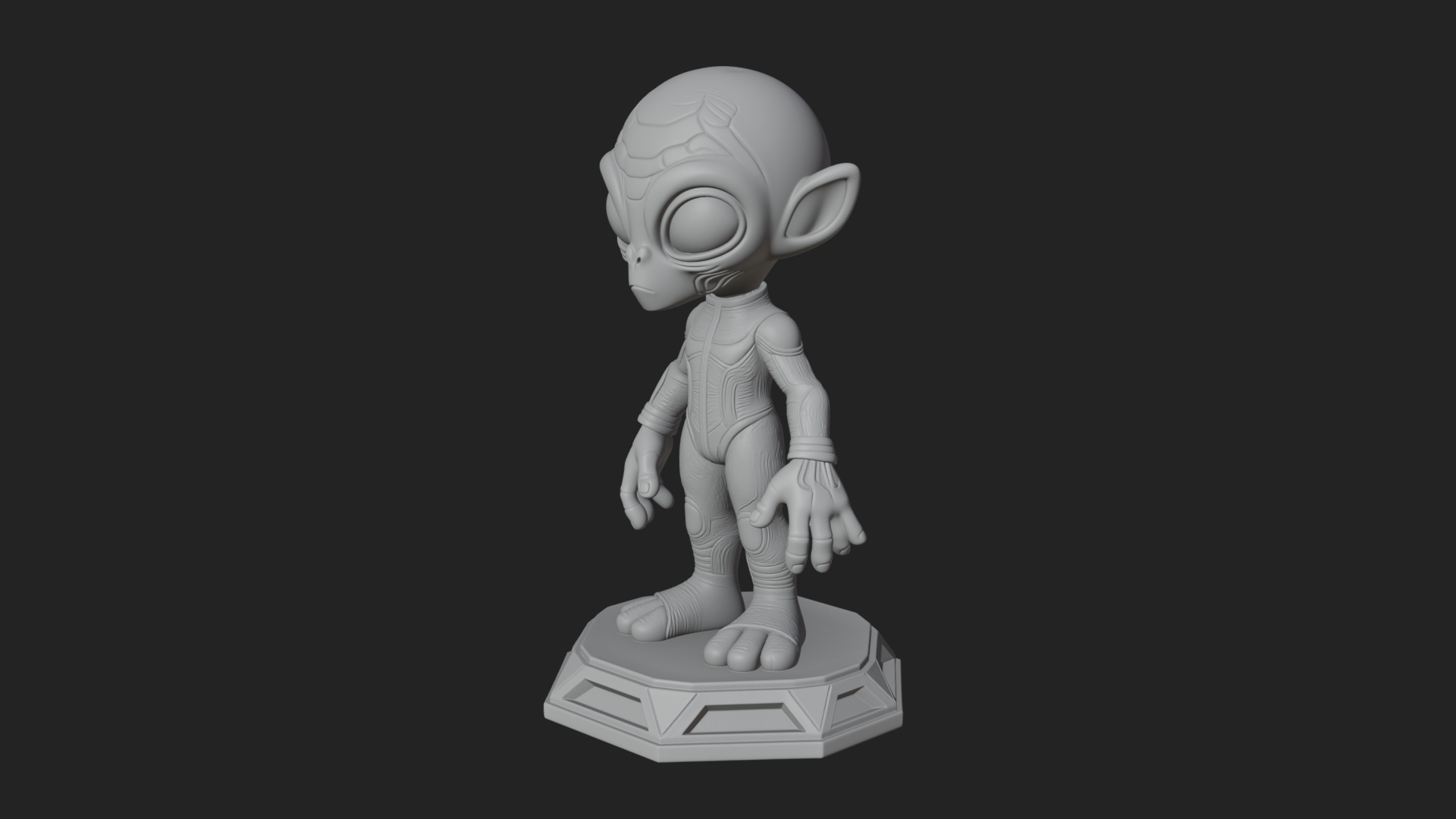 Big Head Alien Statue Design 1 3D Print Model 3D Model