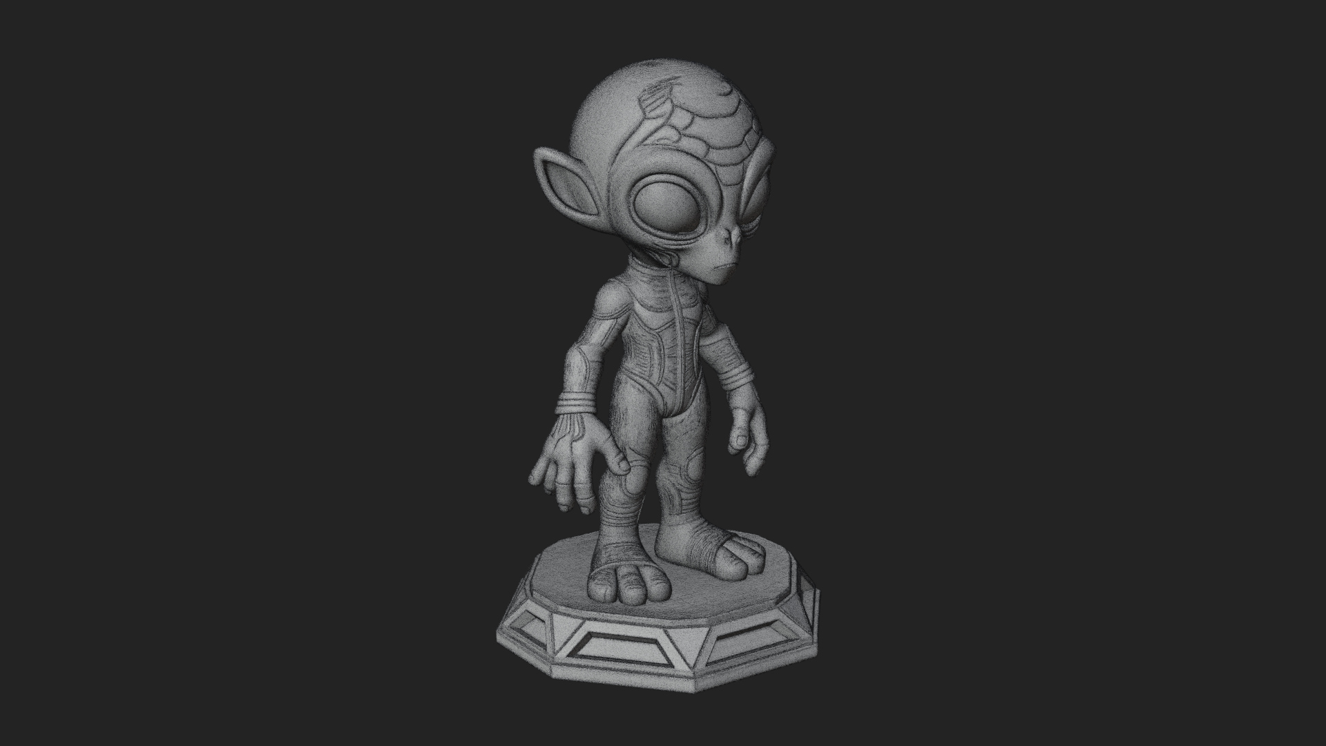 Big Head Alien Statue Design 1 3D Print Model 3D Model