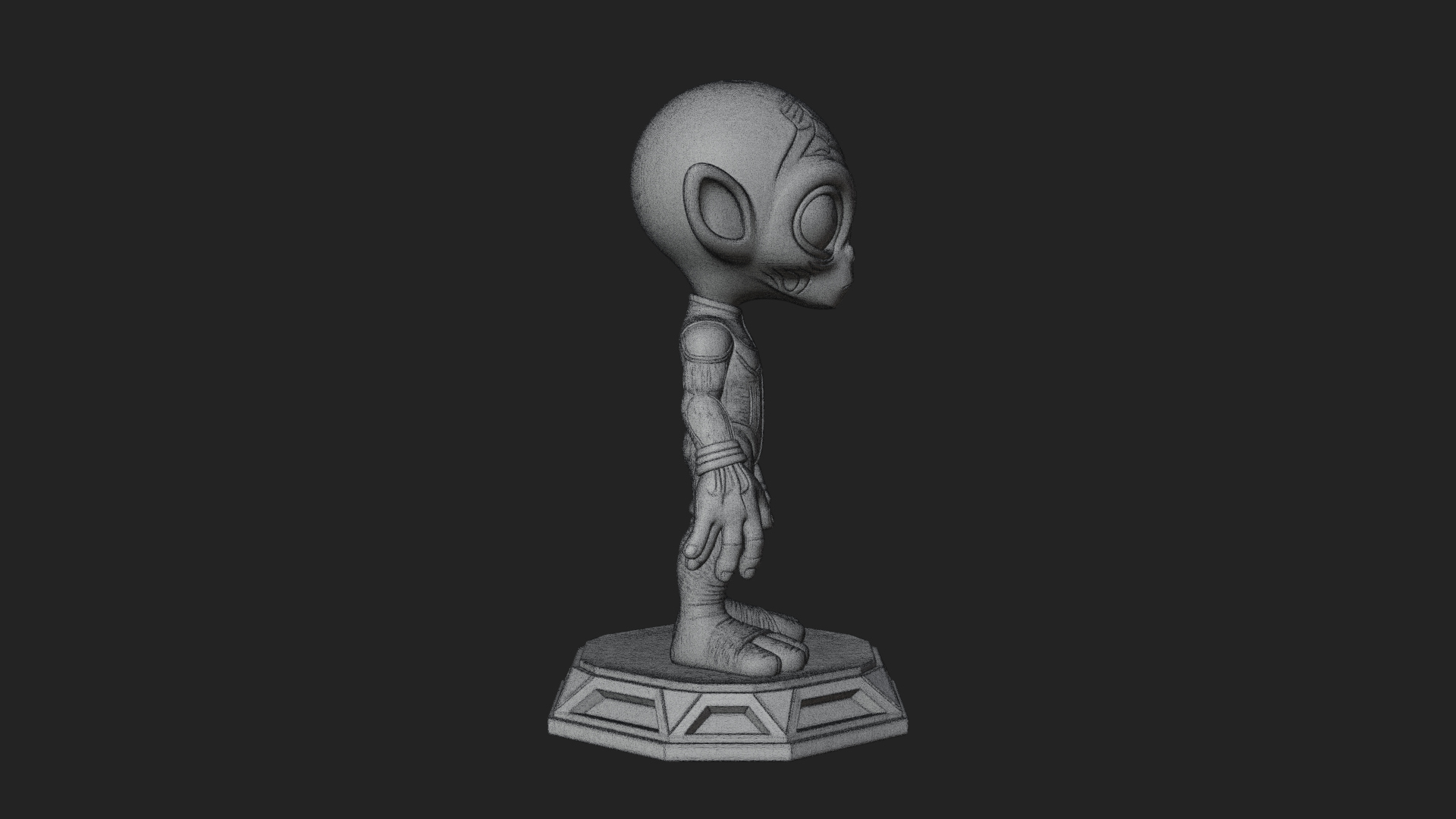 Big Head Alien Statue Design 1 3D Print Model 3D Model