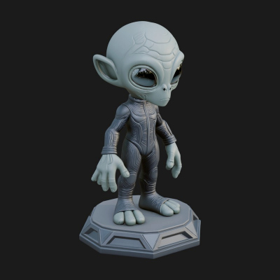 Big Head Alien Statue Design 1 3D Print Model