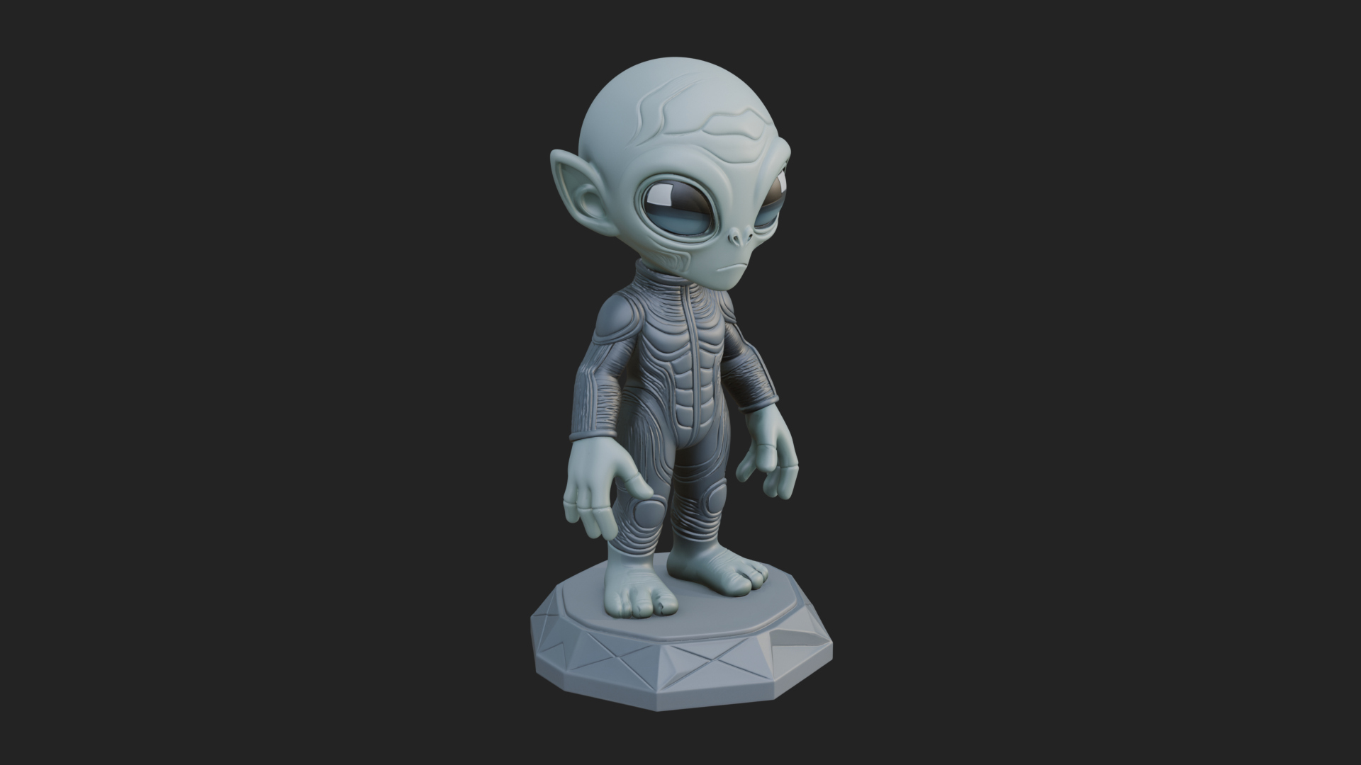 Big Head Alien Statue Design 2 3D Print Model 3D Model