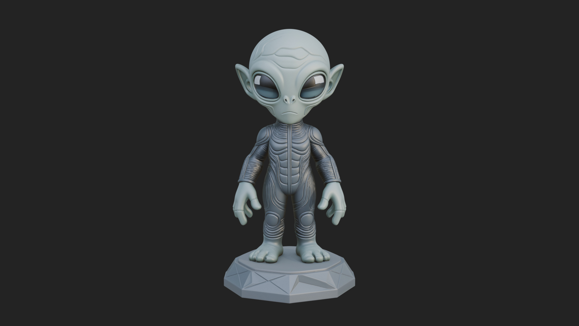 Big Head Alien Statue Design 2 3D Print Model 3D Model