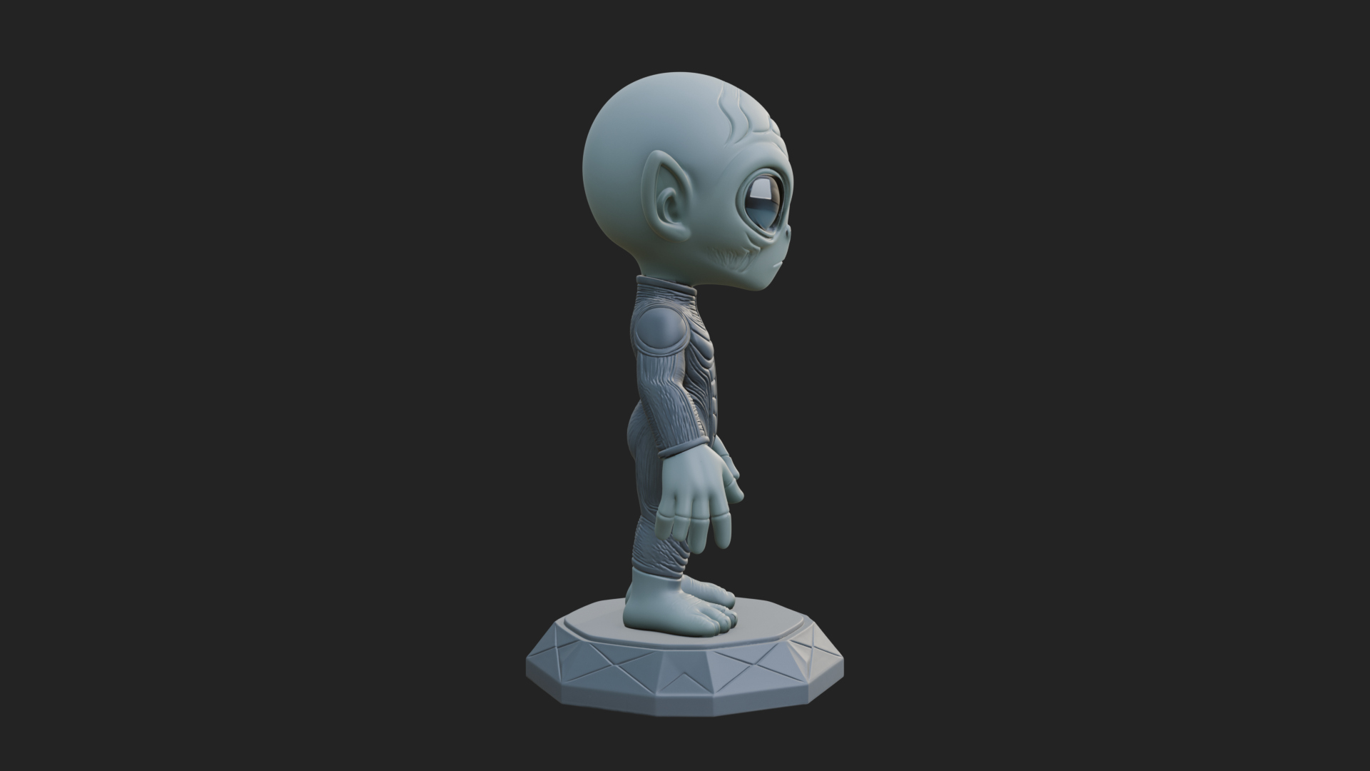 Big Head Alien Statue Design 2 3D Print Model 3D Model