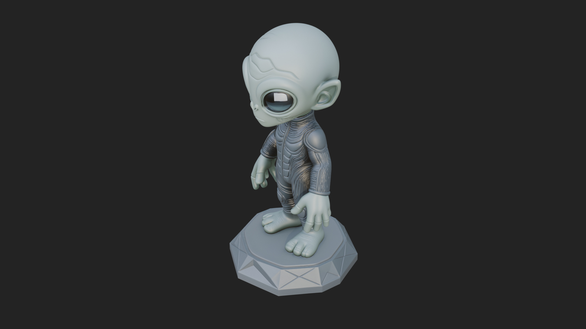 Big Head Alien Statue Design 2 3D Print Model 3D Model