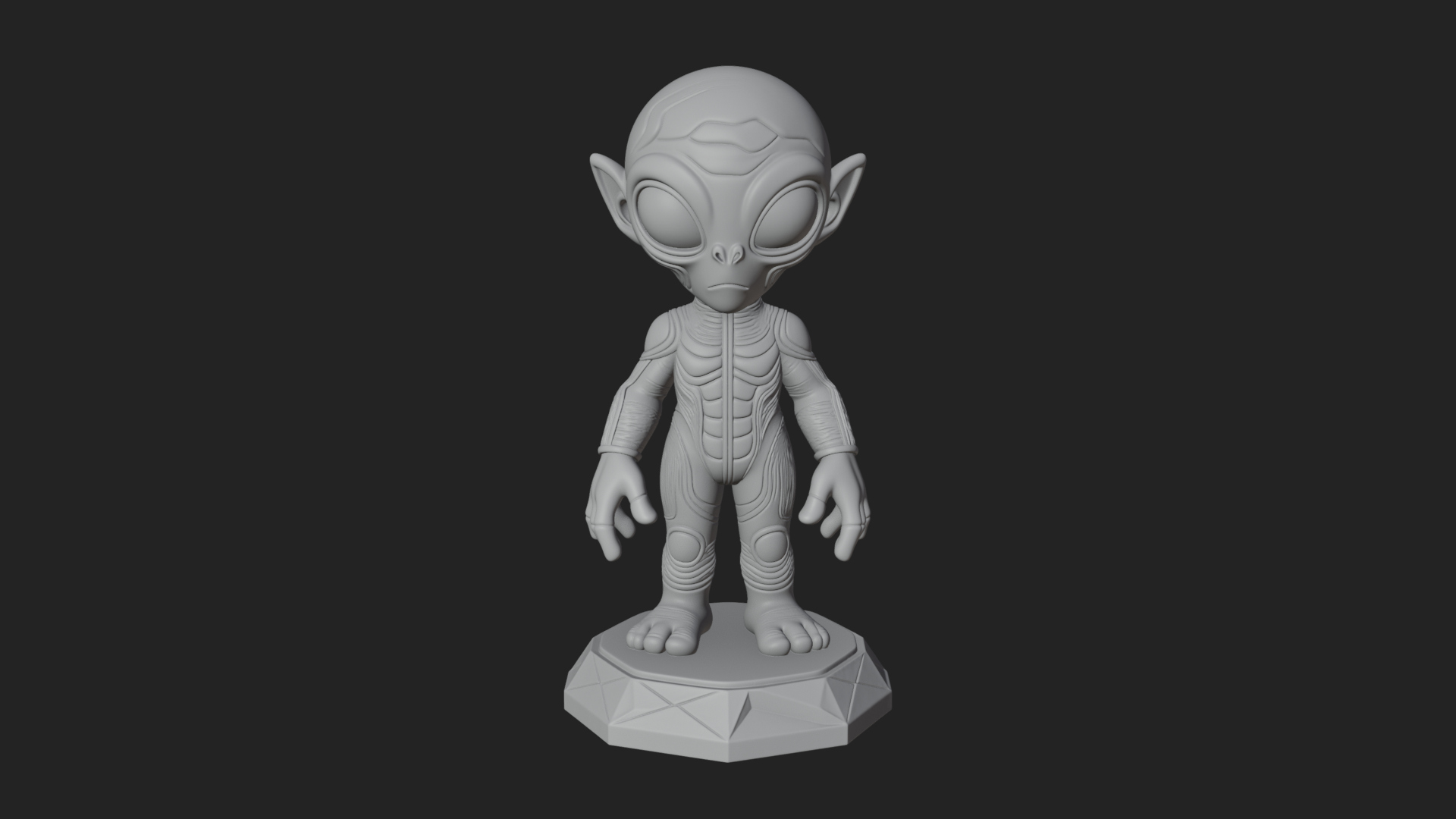 Big Head Alien Statue Design 2 3D Print Model 3D Model