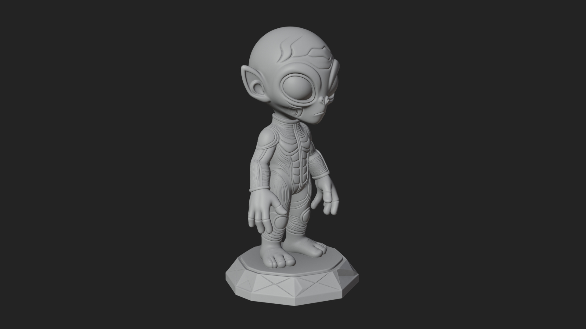 Big Head Alien Statue Design 2 3D Print Model 3D Model