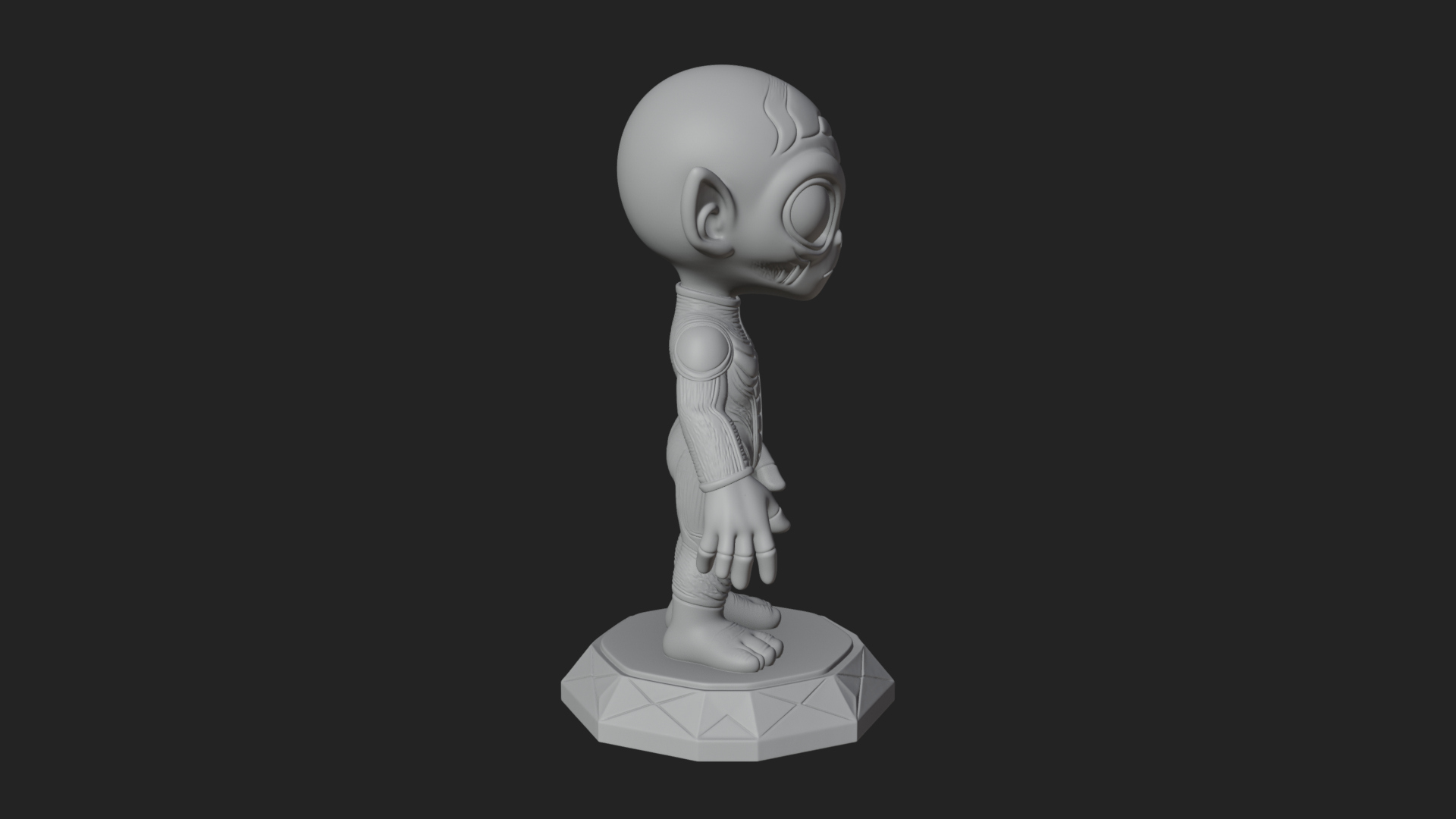 Big Head Alien Statue Design 2 3D Print Model 3D Model