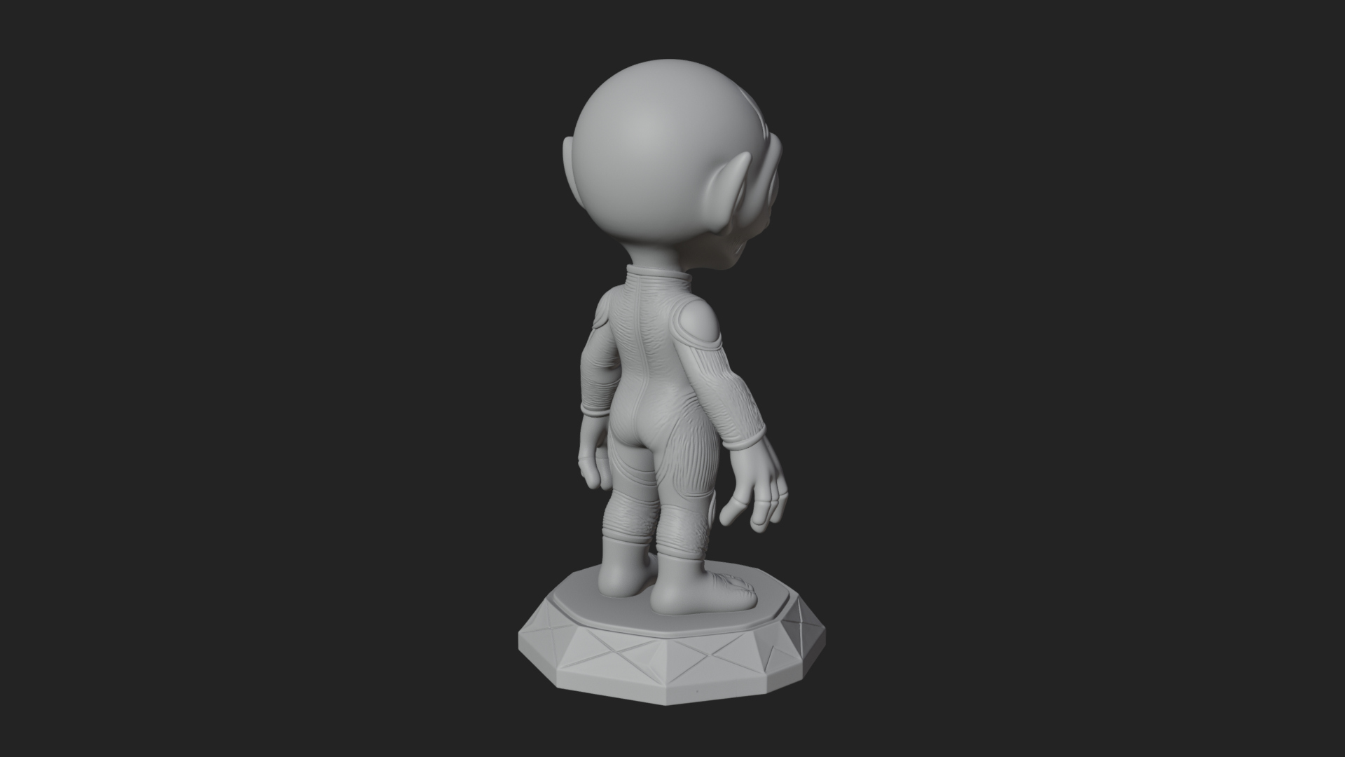Big Head Alien Statue Design 2 3D Print Model 3D Model