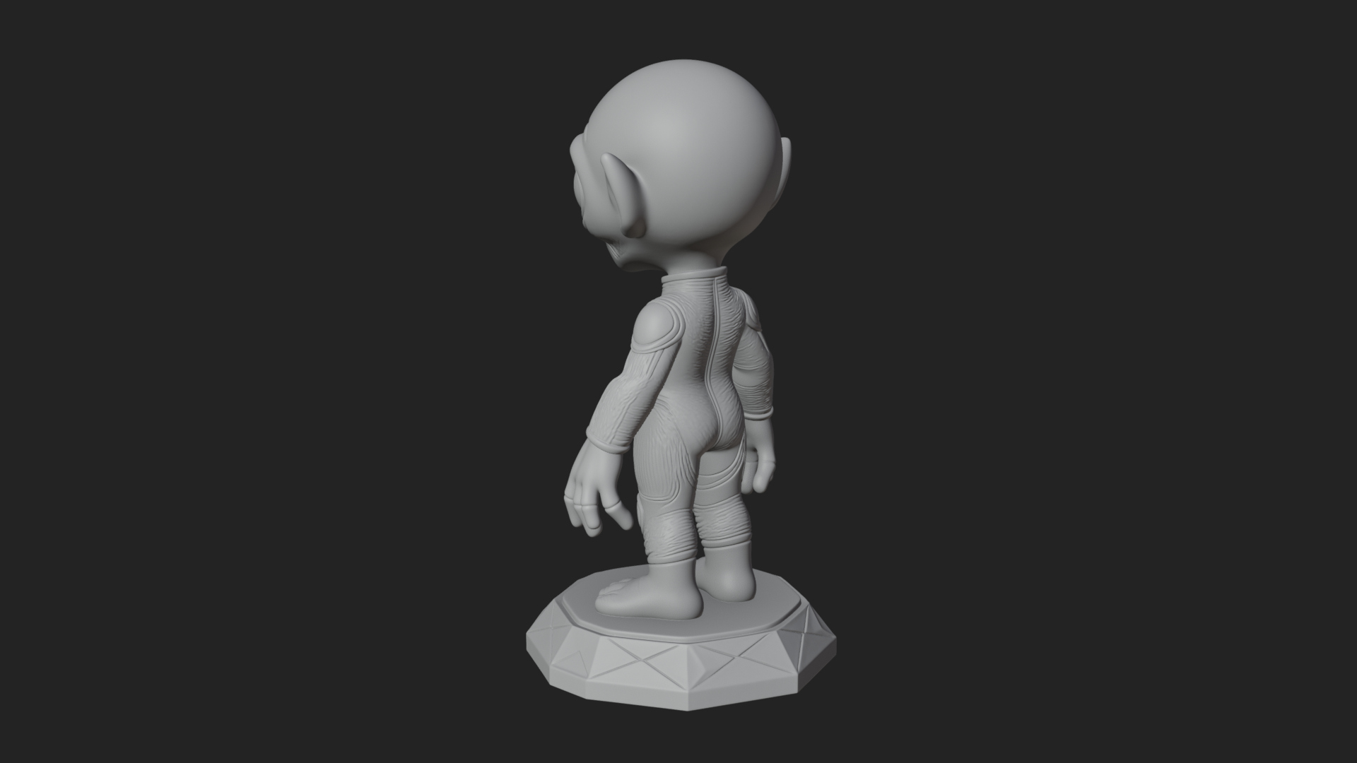 Big Head Alien Statue Design 2 3D Print Model 3D Model