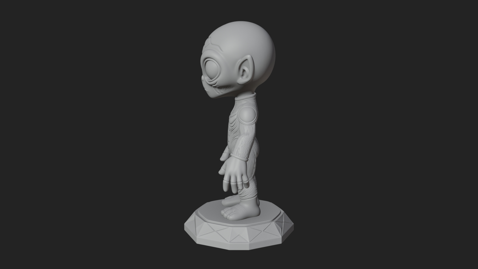 Big Head Alien Statue Design 2 3D Print Model 3D Model