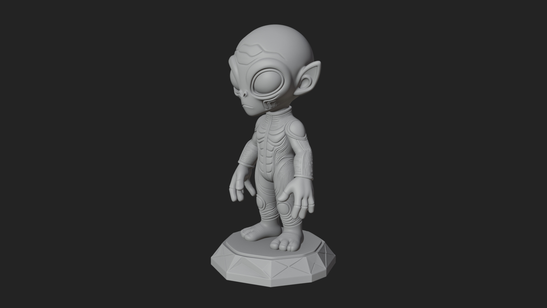 Big Head Alien Statue Design 2 3D Print Model 3D Model