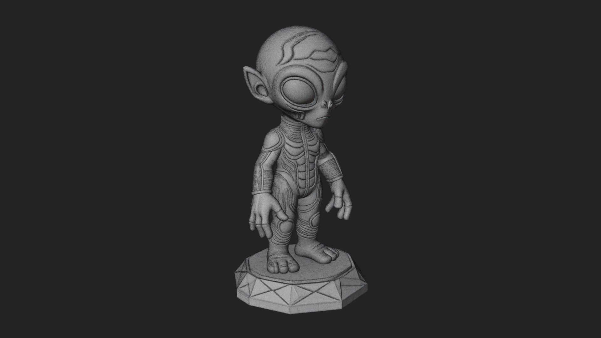 Big Head Alien Statue Design 2 3D Print Model 3D Model
