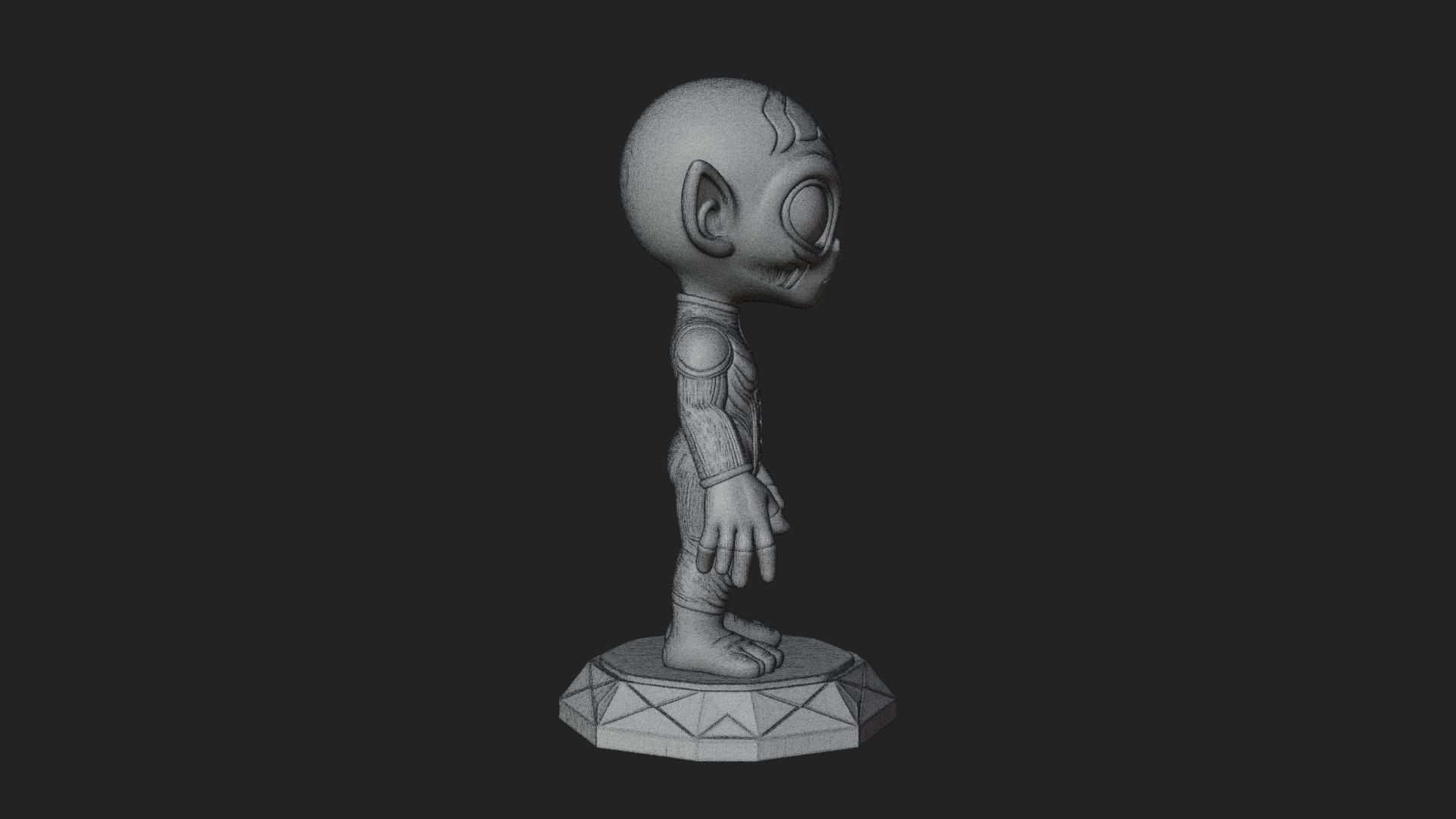 Big Head Alien Statue Design 2 3D Print Model 3D Model