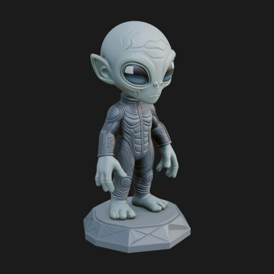 Big Head Alien Statue Design 2 3D Print Model