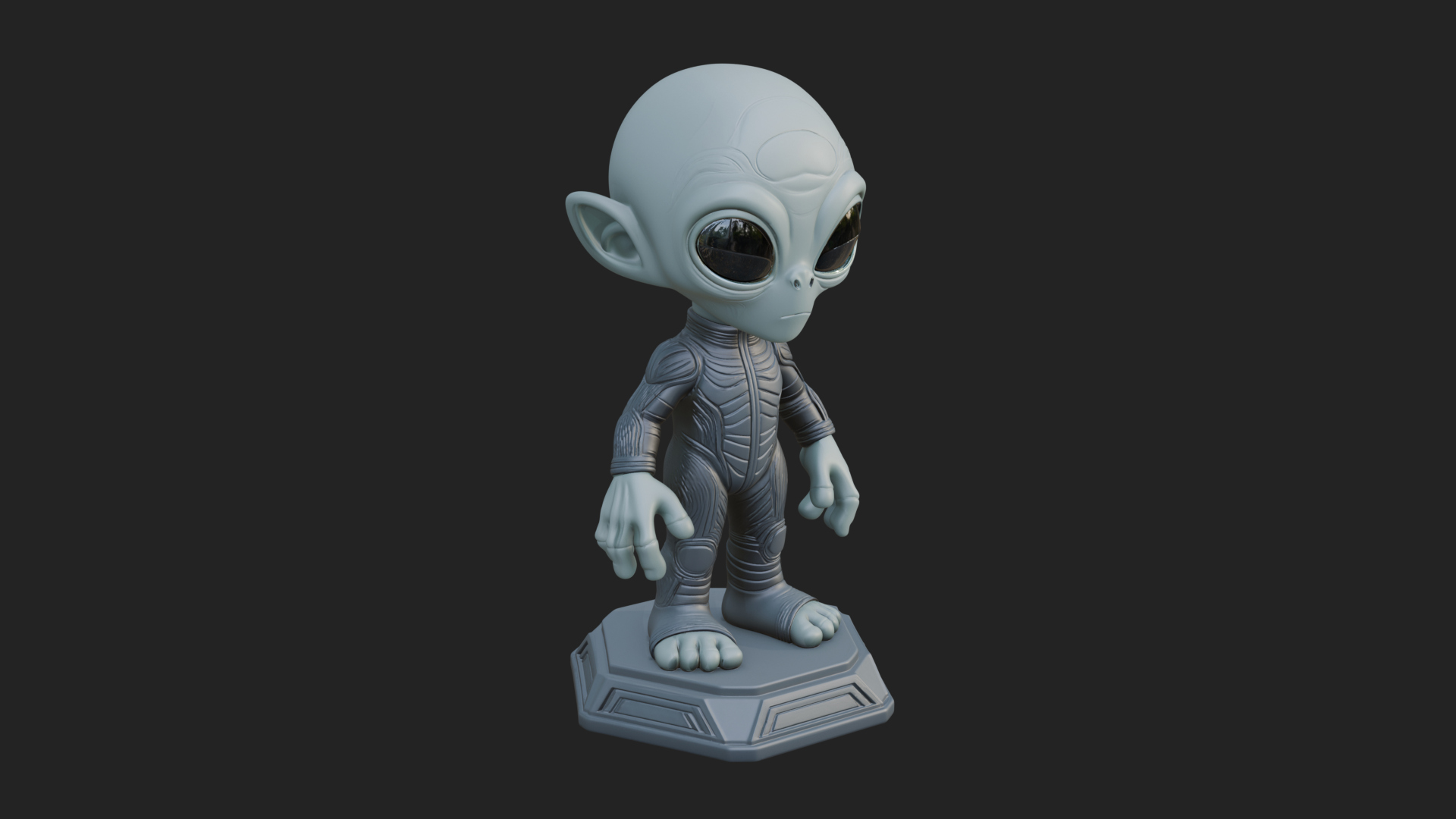 Big Head Alien Statue Design 3 3D Print Model 3D Model