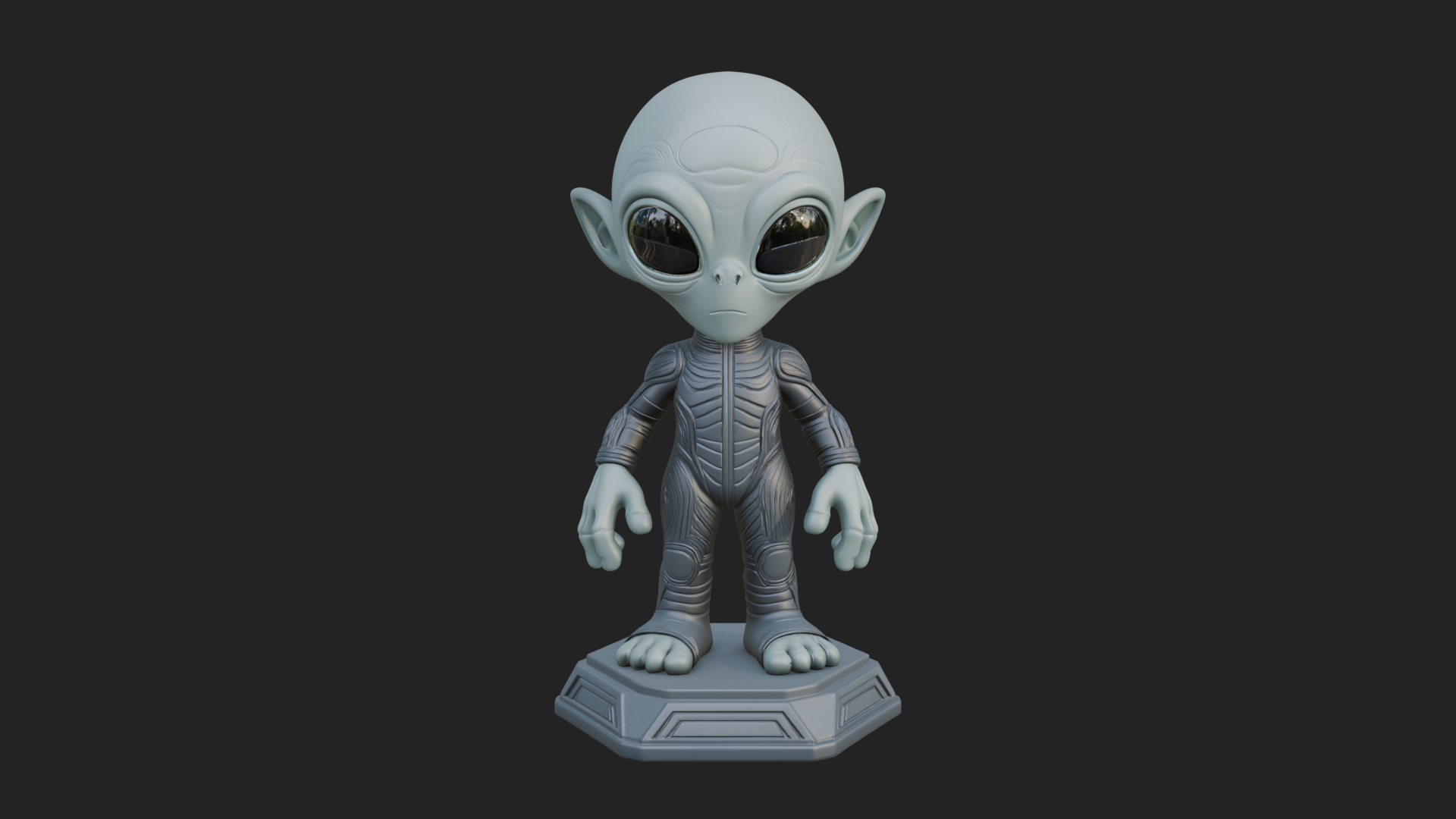 Big Head Alien Statue Design 3 3D Print Model 3D Model
