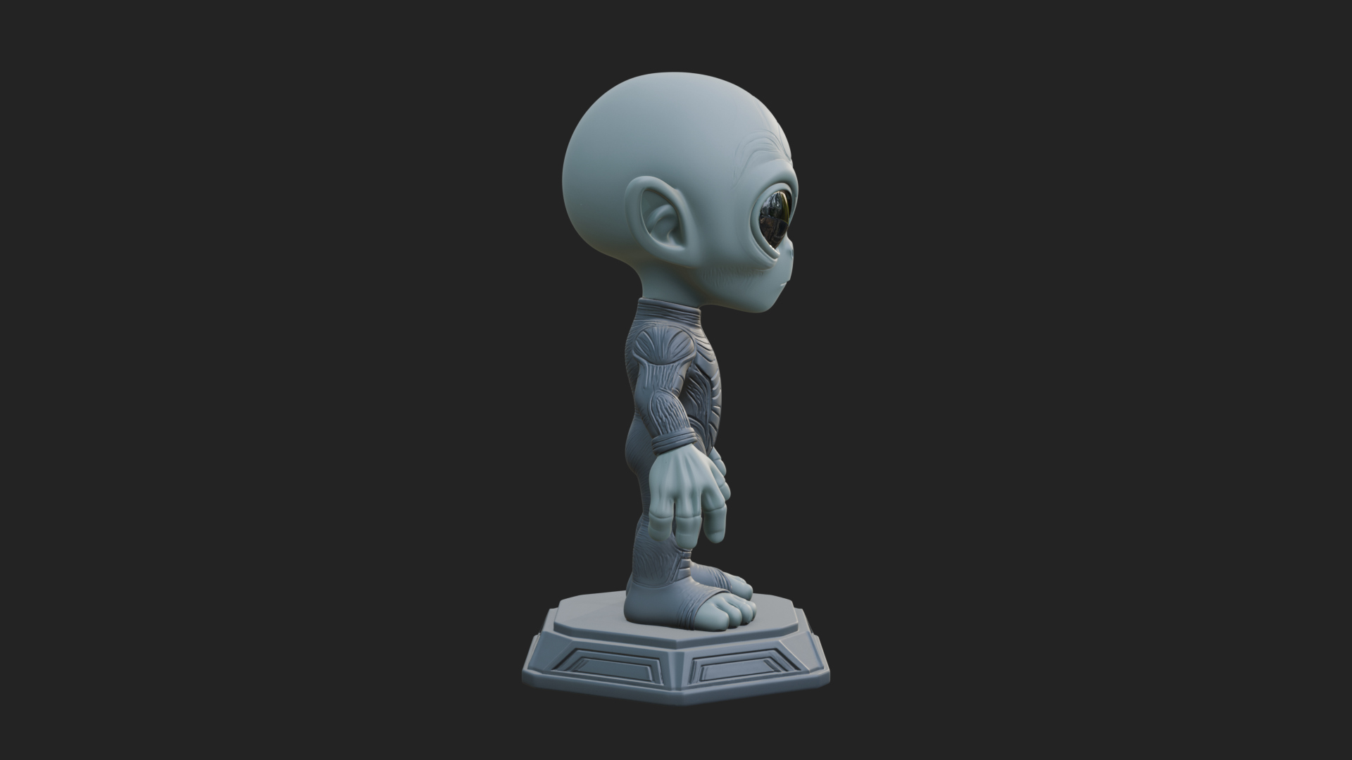 Big Head Alien Statue Design 3 3D Print Model 3D Model