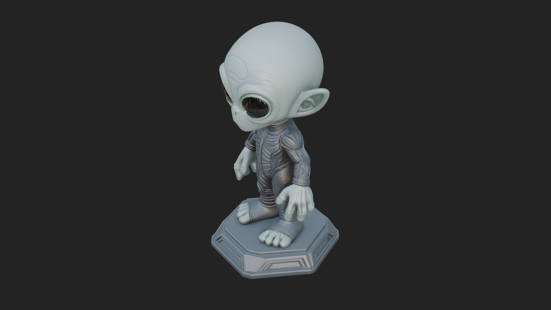 Big Head Alien Statue Design 3 3D Print Model 3D Model