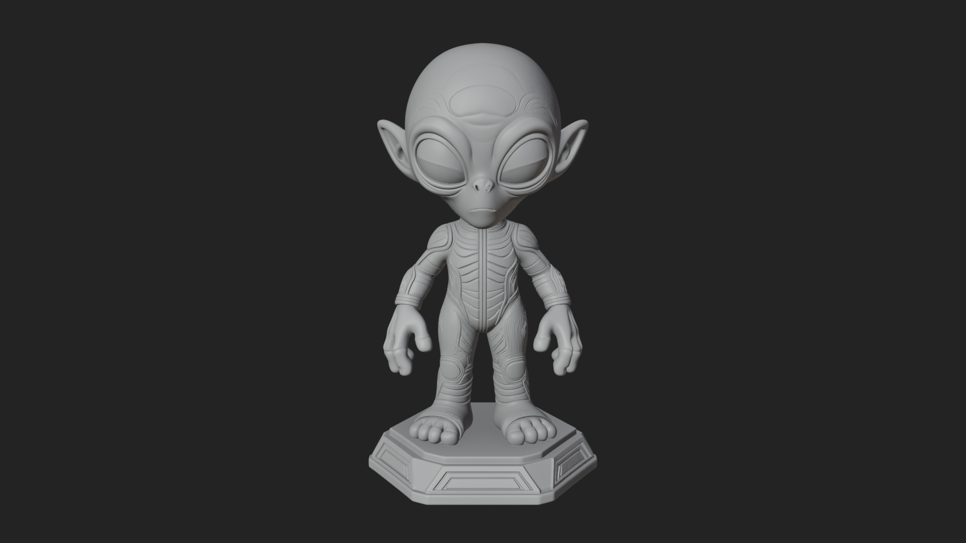 Big Head Alien Statue Design 3 3D Print Model 3D Model