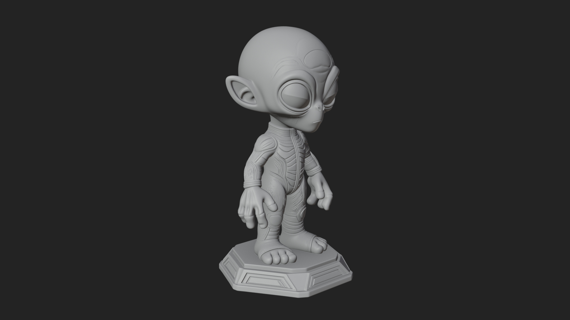 Big Head Alien Statue Design 3 3D Print Model 3D Model