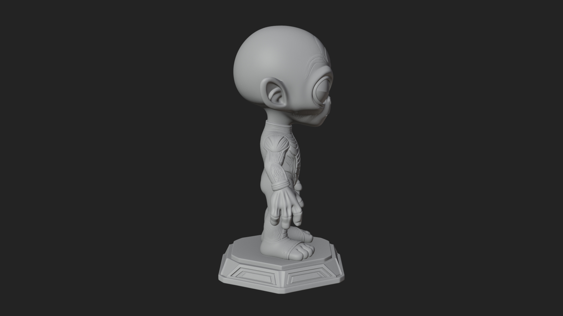Big Head Alien Statue Design 3 3D Print Model 3D Model