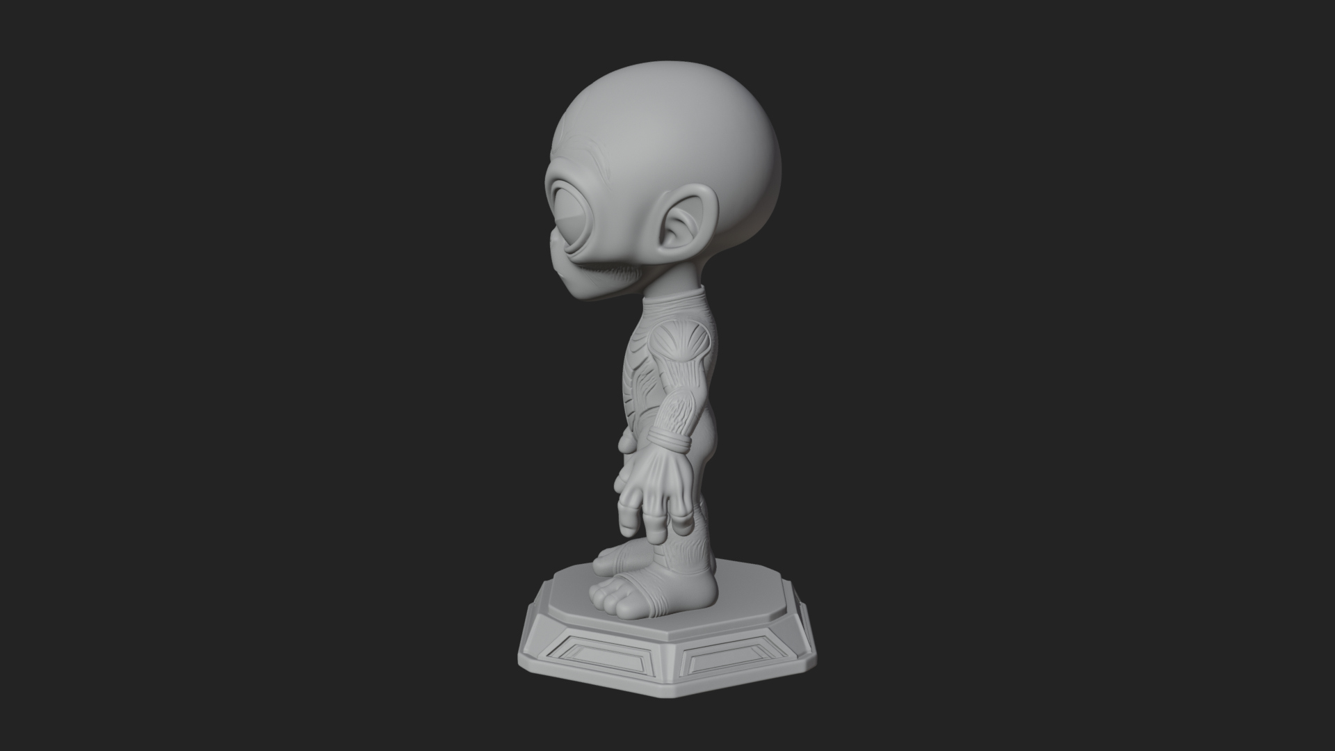 Big Head Alien Statue Design 3 3D Print Model 3D Model